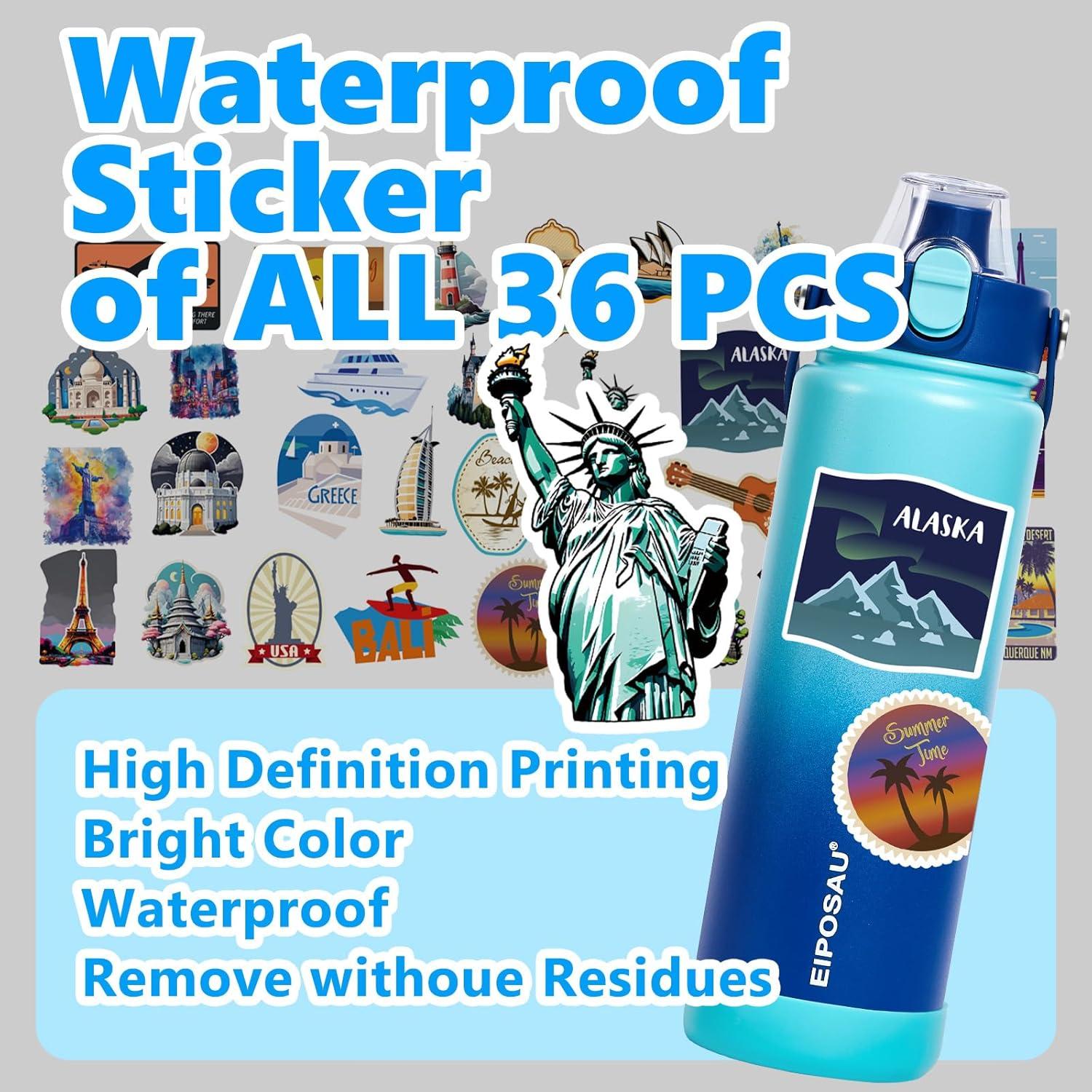 Botella de Agua Aislada EIPOSAU 24 oz Acero Inoxidable Azul Cian