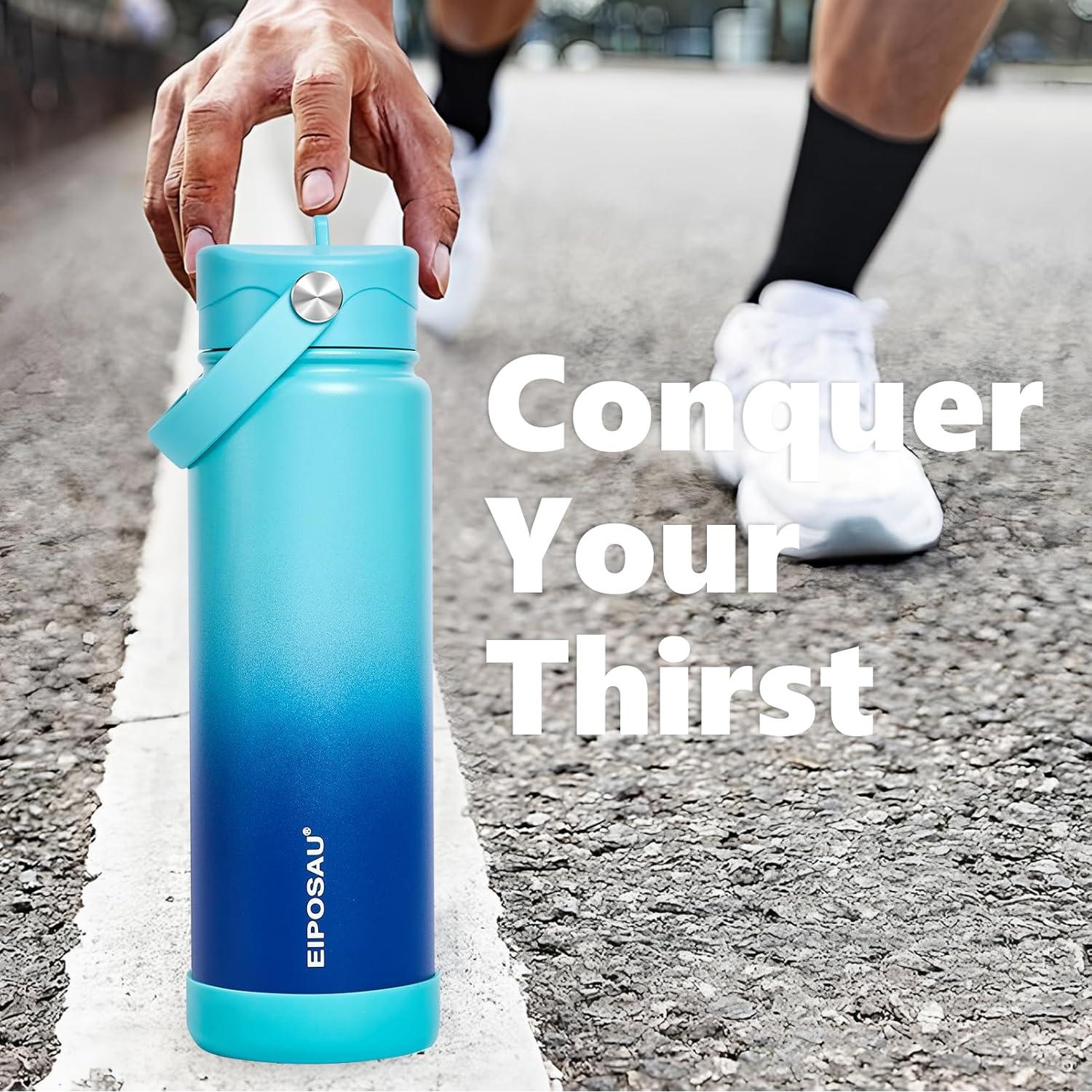 Botella de Agua Aislada EIPOSAU 24 oz Acero Inoxidable Azul Cian