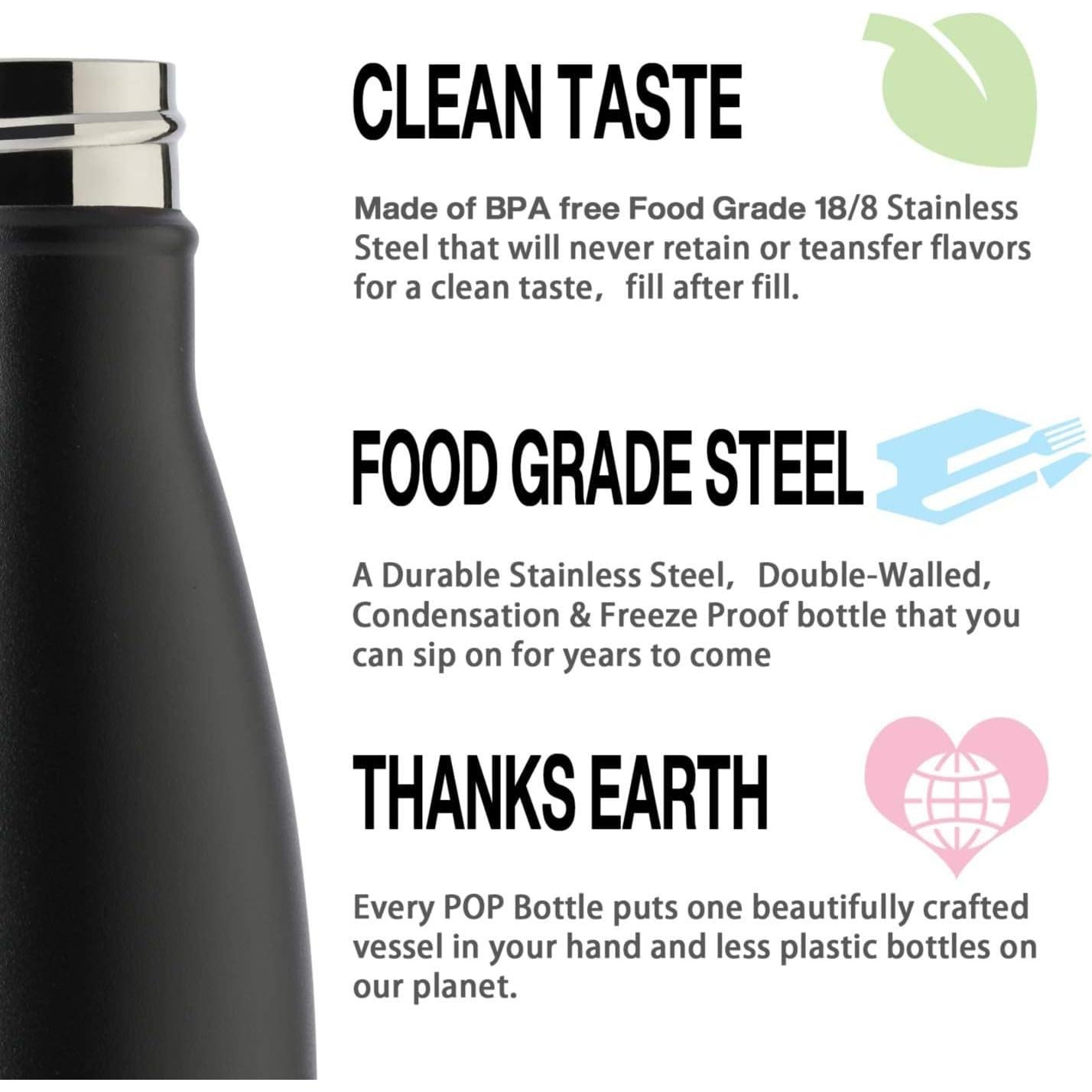 Botella de Agua Deportiva MEWAY 500ml Acero Inoxidable 8 Pzas