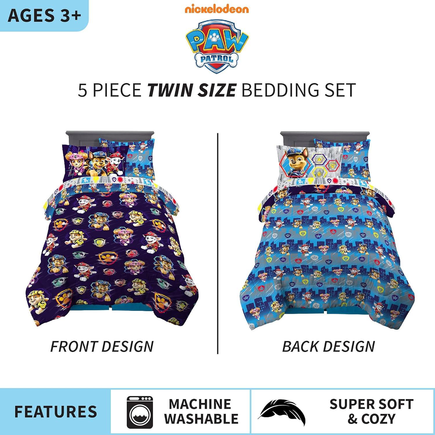 Juego de Ropa de Cama Franco Paw Patrol 5 Piezas Twin