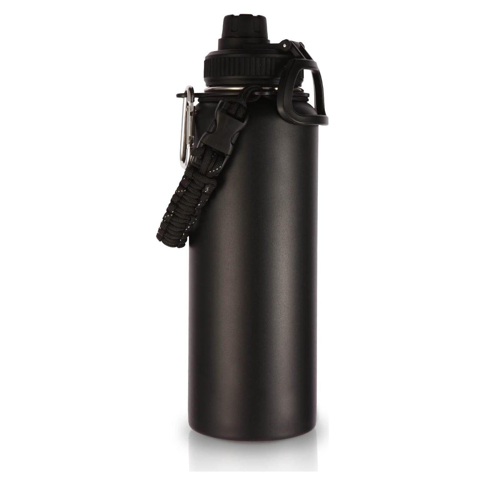 Botella de Agua Aislada Volhoply 1.13L con Mango Paracord Negro
