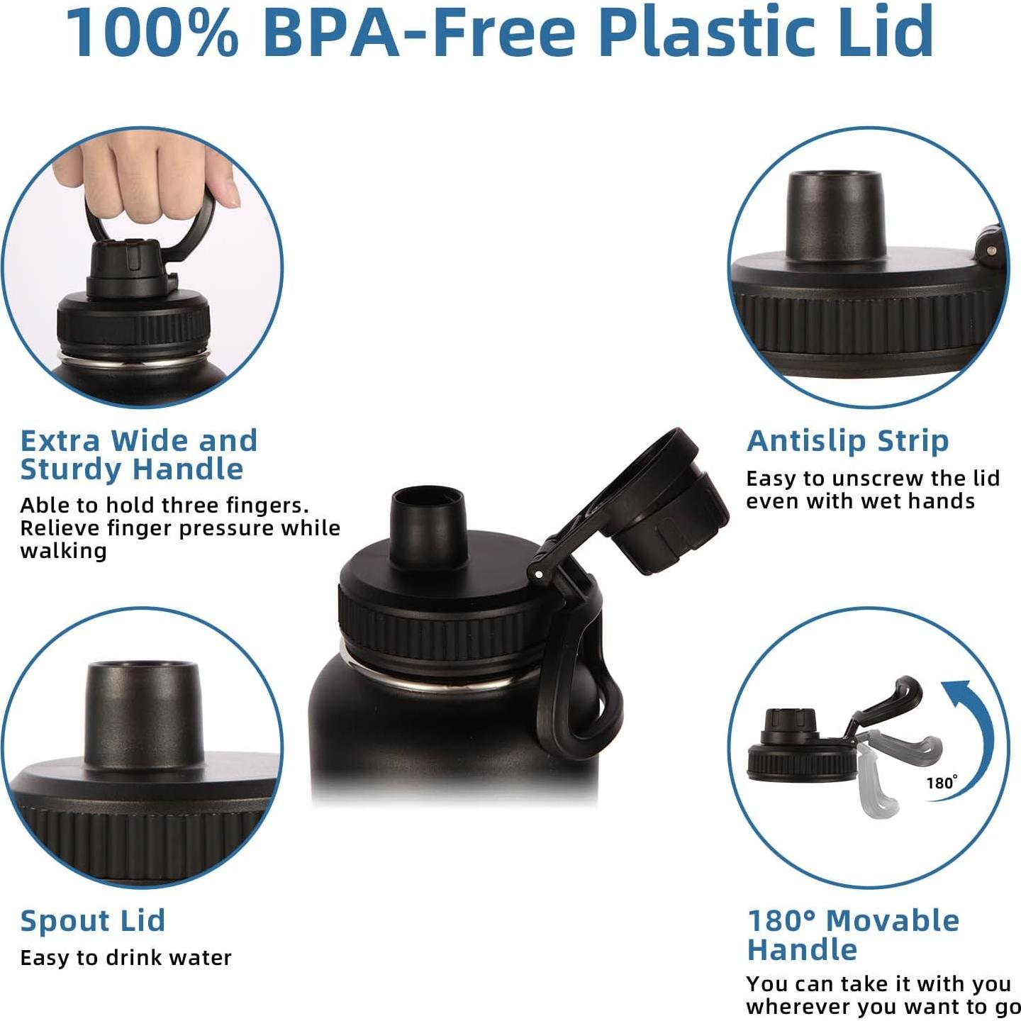 Botella de Agua Aislada Volhoply 1.13L con Mango Paracord Negro