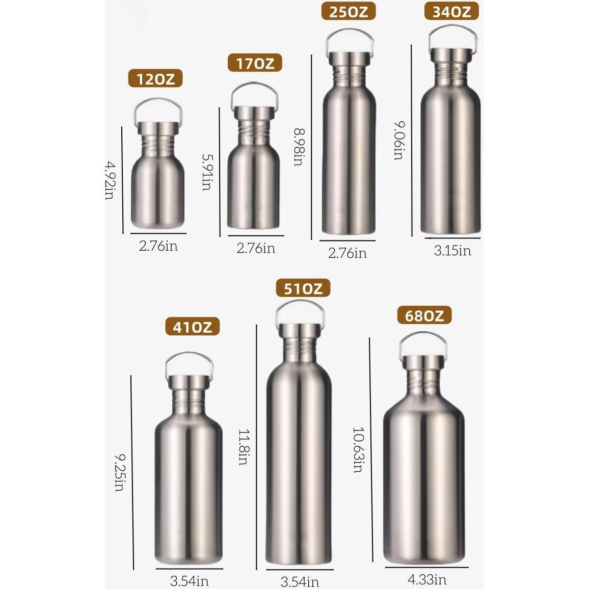 Botella de Agua Deportiva CDJ Acero Inoxidable 1000ml Ligera