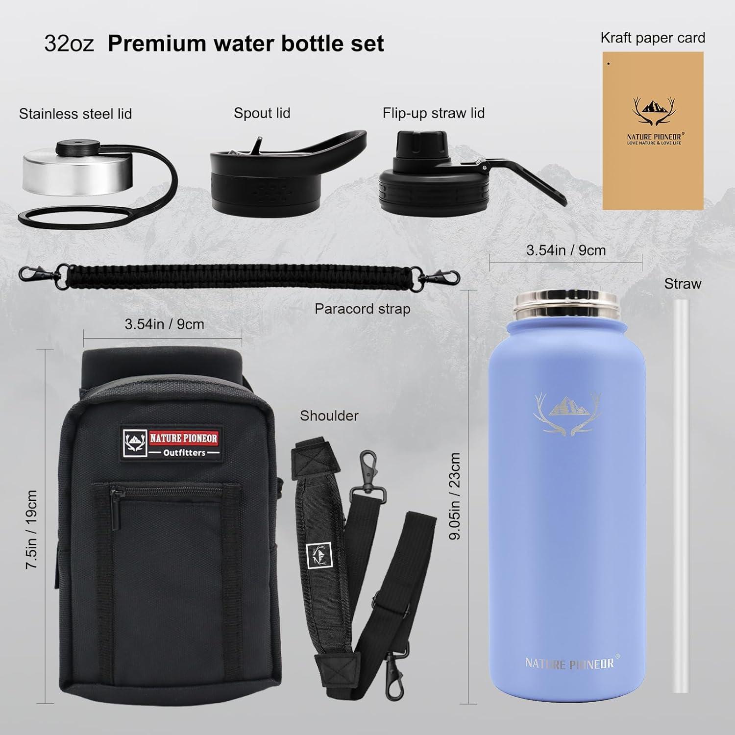 Botella de Agua Aislada NATURE PIONEOR 32oz con Popote