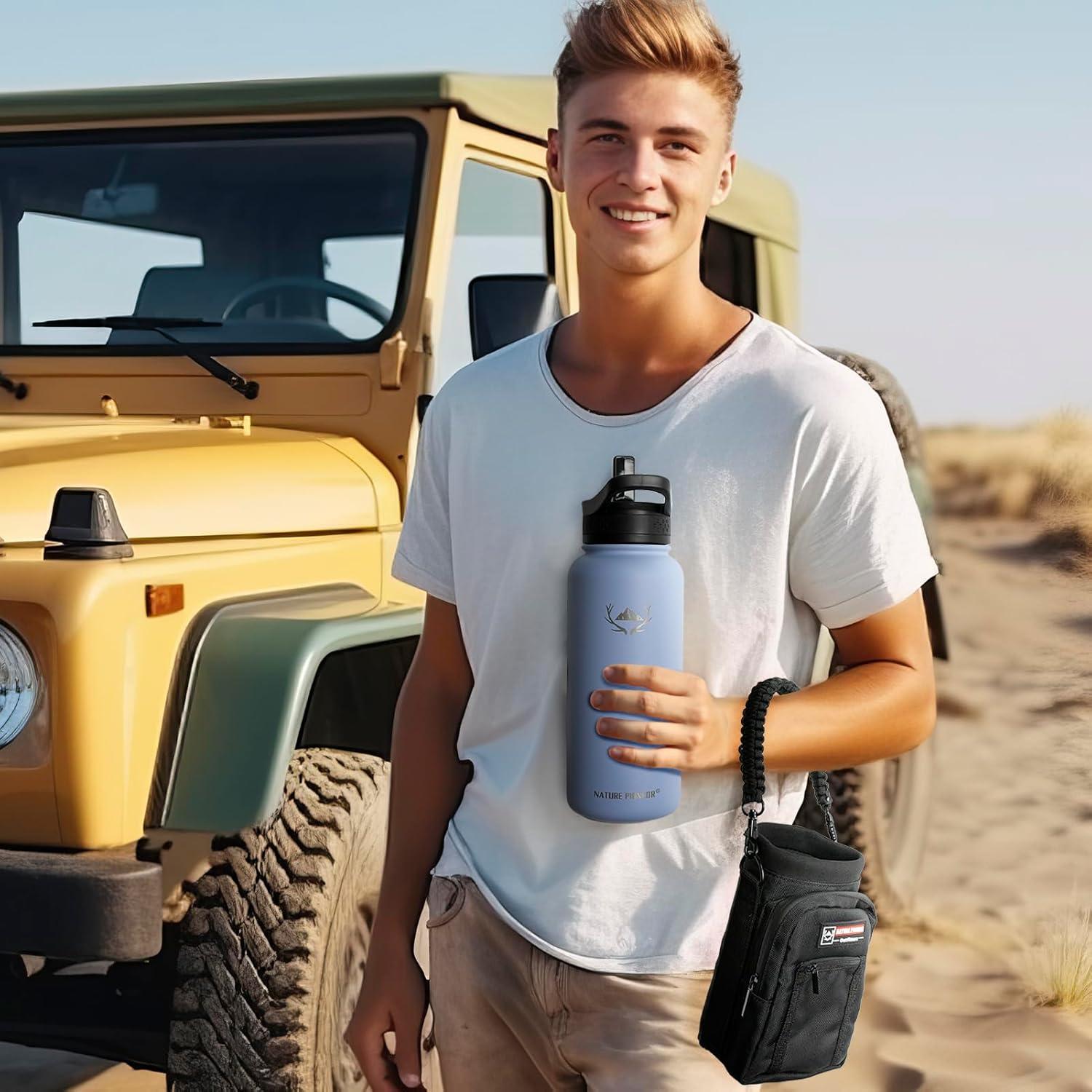 Botella de Agua Aislada NATURE PIONEOR 32oz con Popote