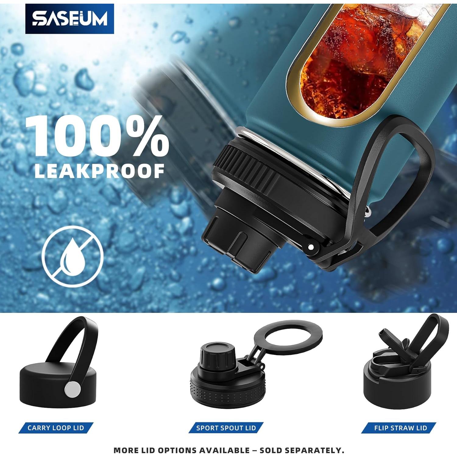 Botella de Agua Deportiva SASEUM 550ml Acero Inoxidable Azul