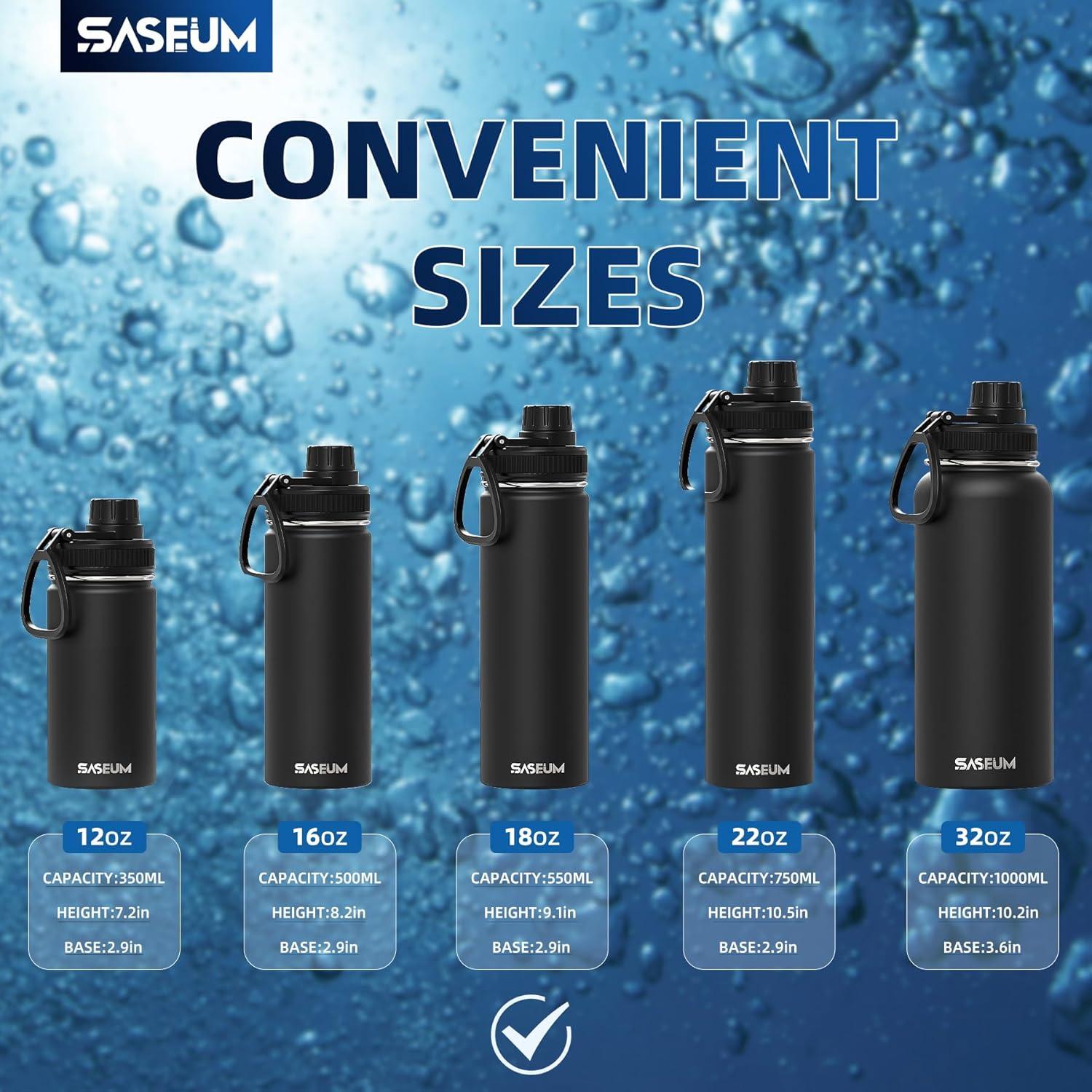 Botella de Agua Deportiva SASEUM 550ml Acero Inoxidable Azul