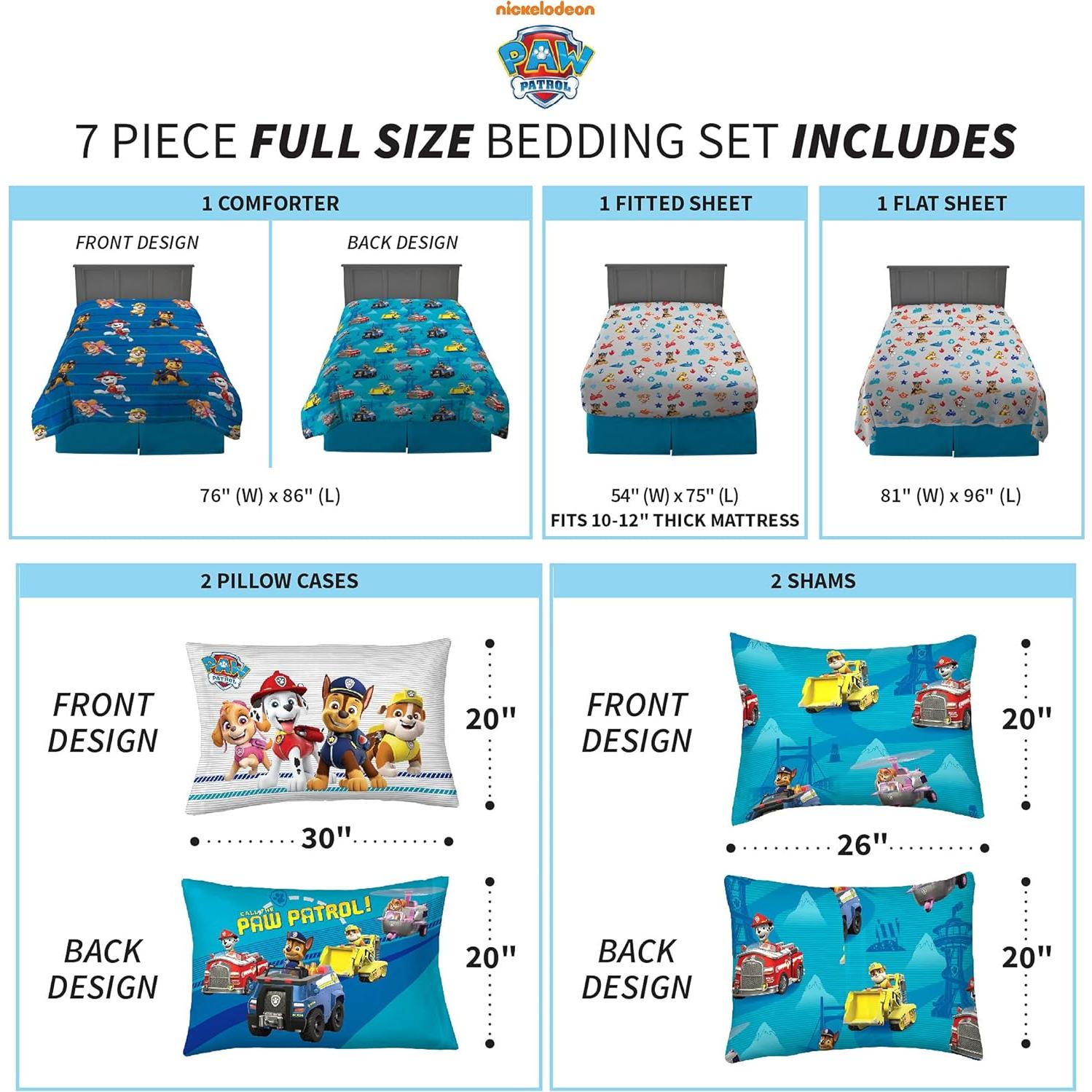 Juego de Ropa de Cama Franco Paw Patrol 7 Piezas