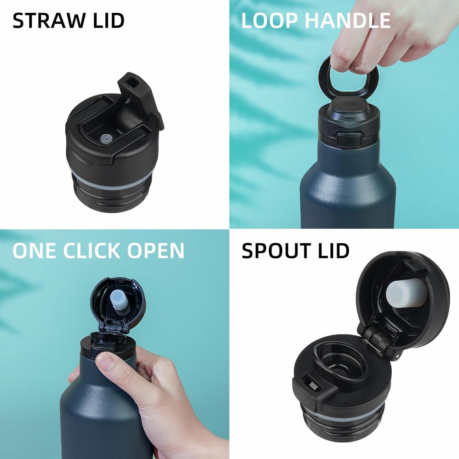 Botella de Agua Aislada BJPKPK 0.5L Acero Inoxidable Azul Marino