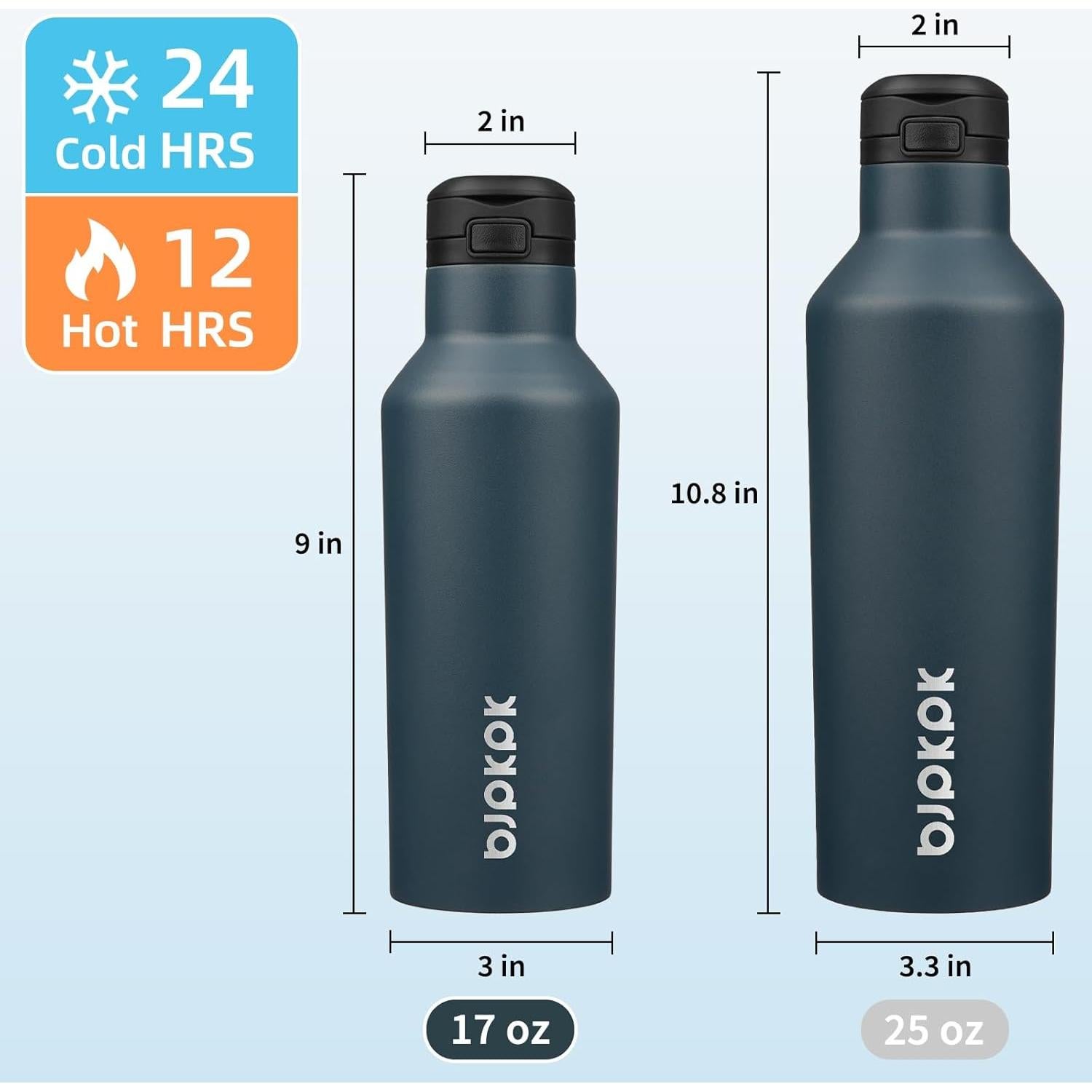 Botella de Agua Aislada BJPKPK 0.5L Acero Inoxidable Azul Marino