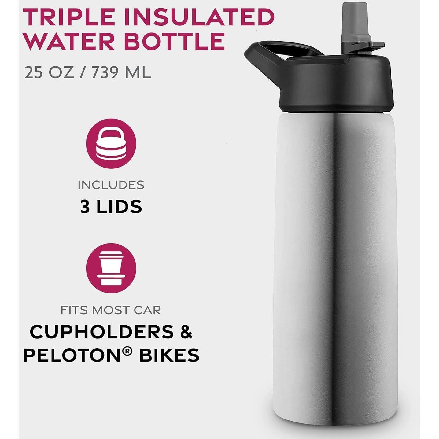 Botella de Agua Aislada BREFR 25 Oz Acero Inoxidable Plateado