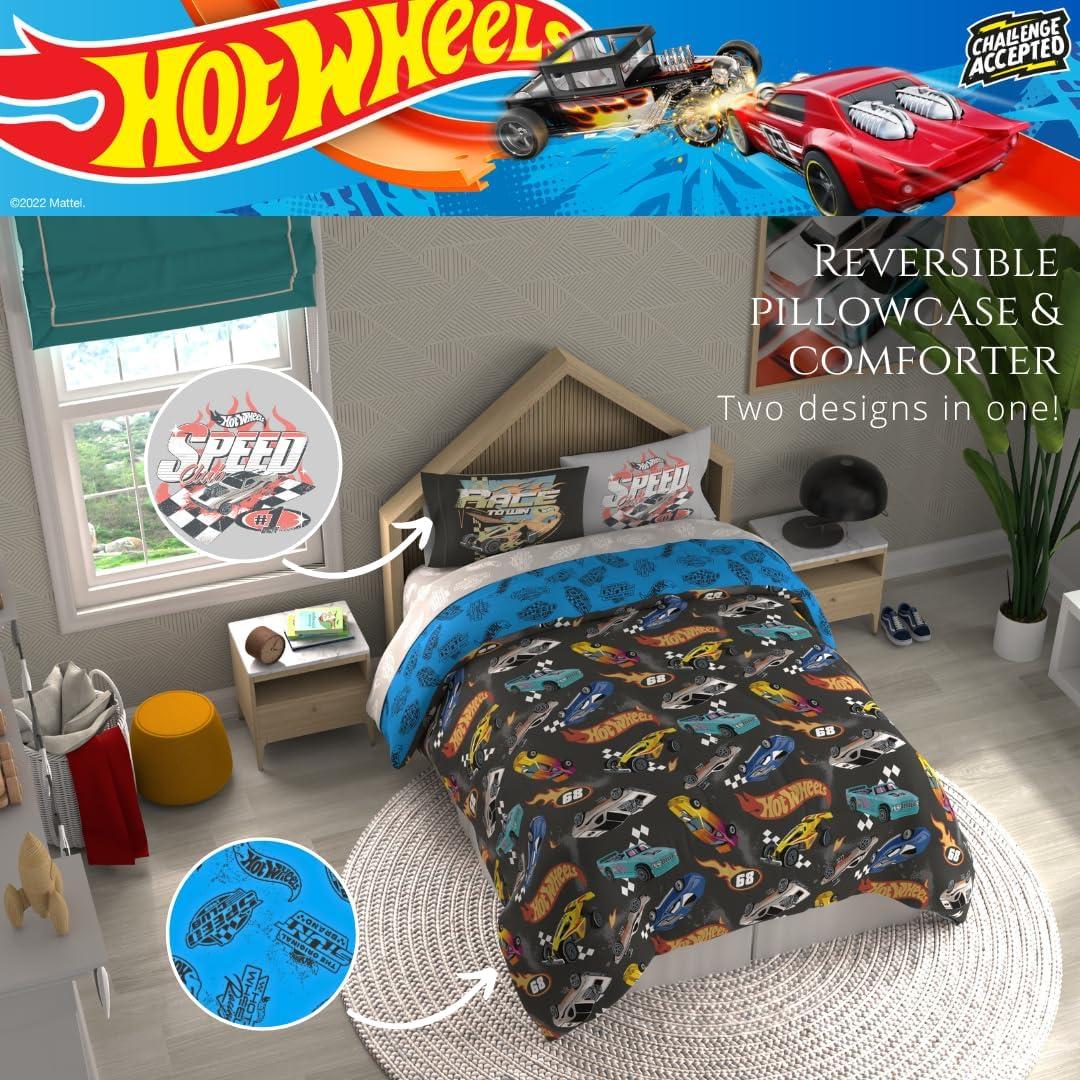 Juego de Ropa de Cama Franco Hot Wheels 7 Piezas Completo