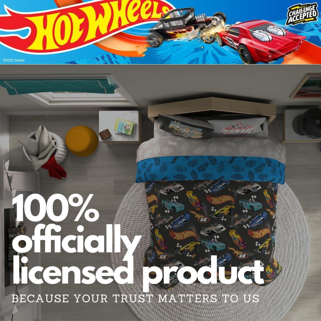 Juego de Ropa de Cama Franco Hot Wheels 7 Piezas Completo