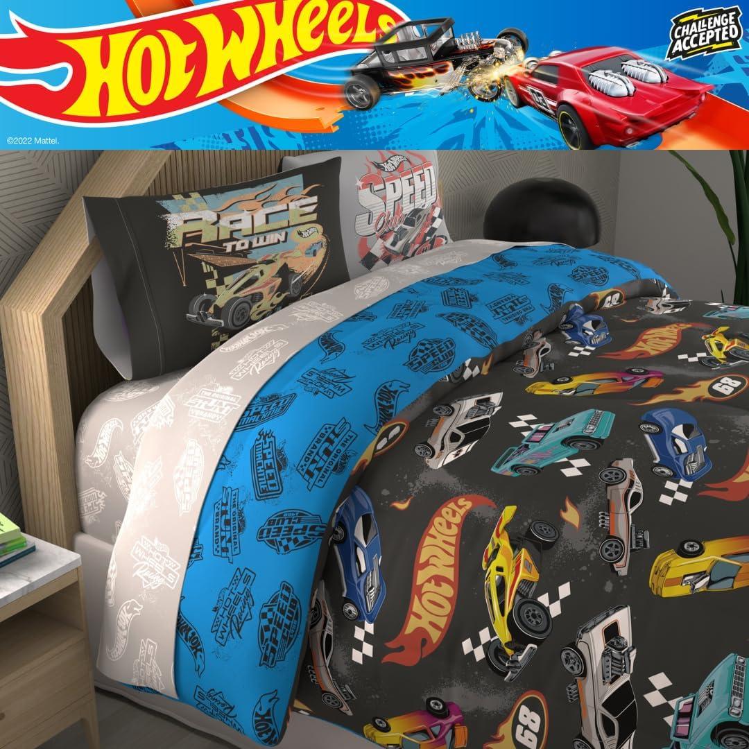 Juego de Ropa de Cama Franco Hot Wheels 7 Piezas Completo
