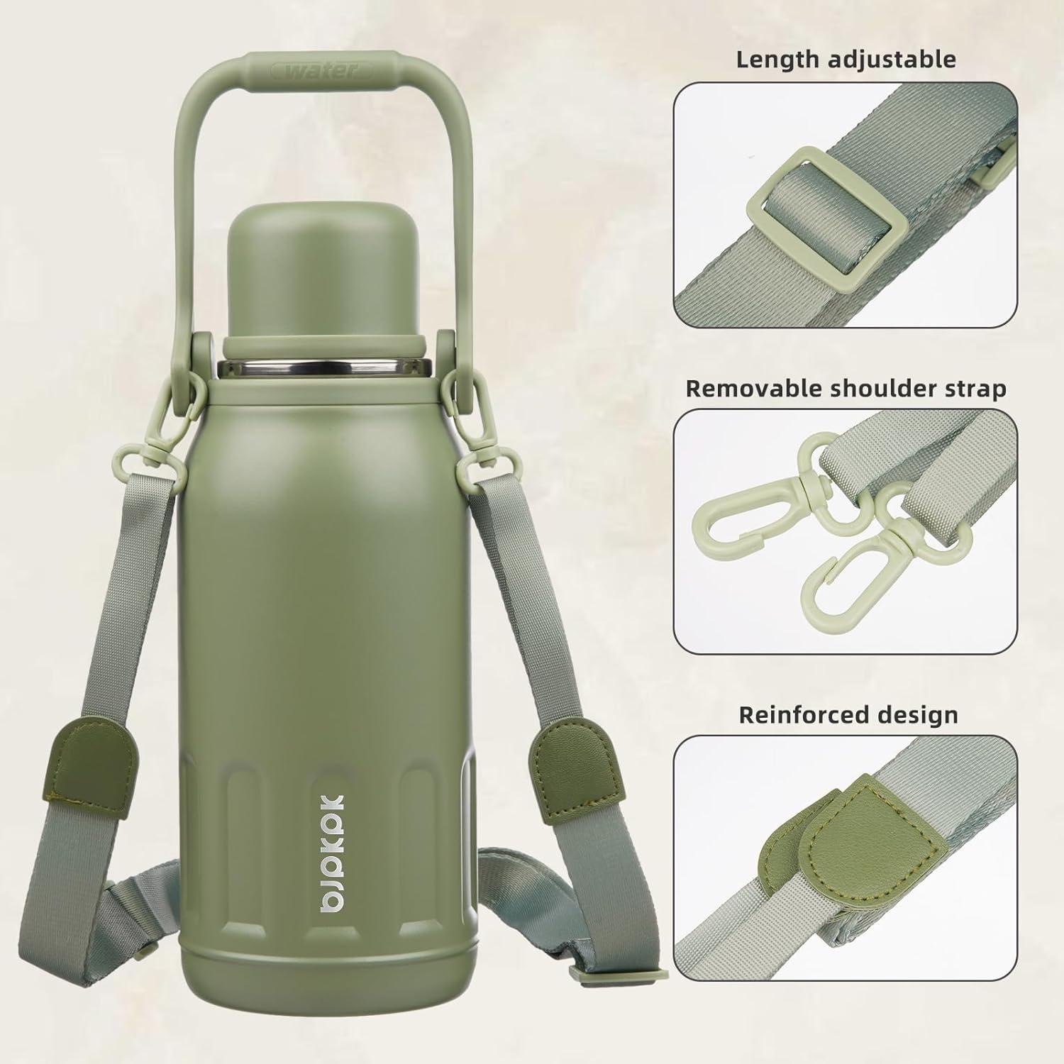 Botella de Agua Térmica BJPKPK 40oz Acero Inoxidable Verde Militar