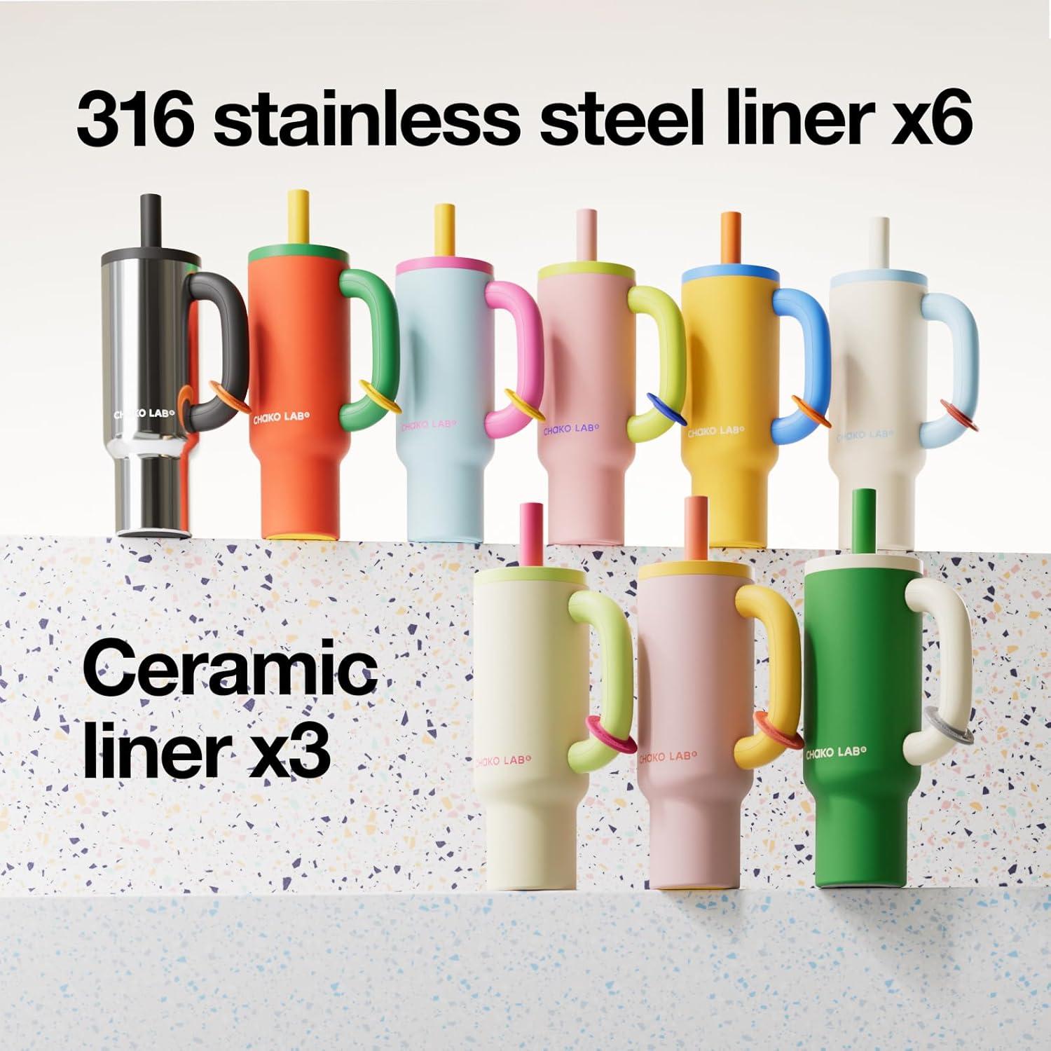 Vaso Térmico Acero Inoxidable CHAKO LAB 1050 ml Rosa Amarillo