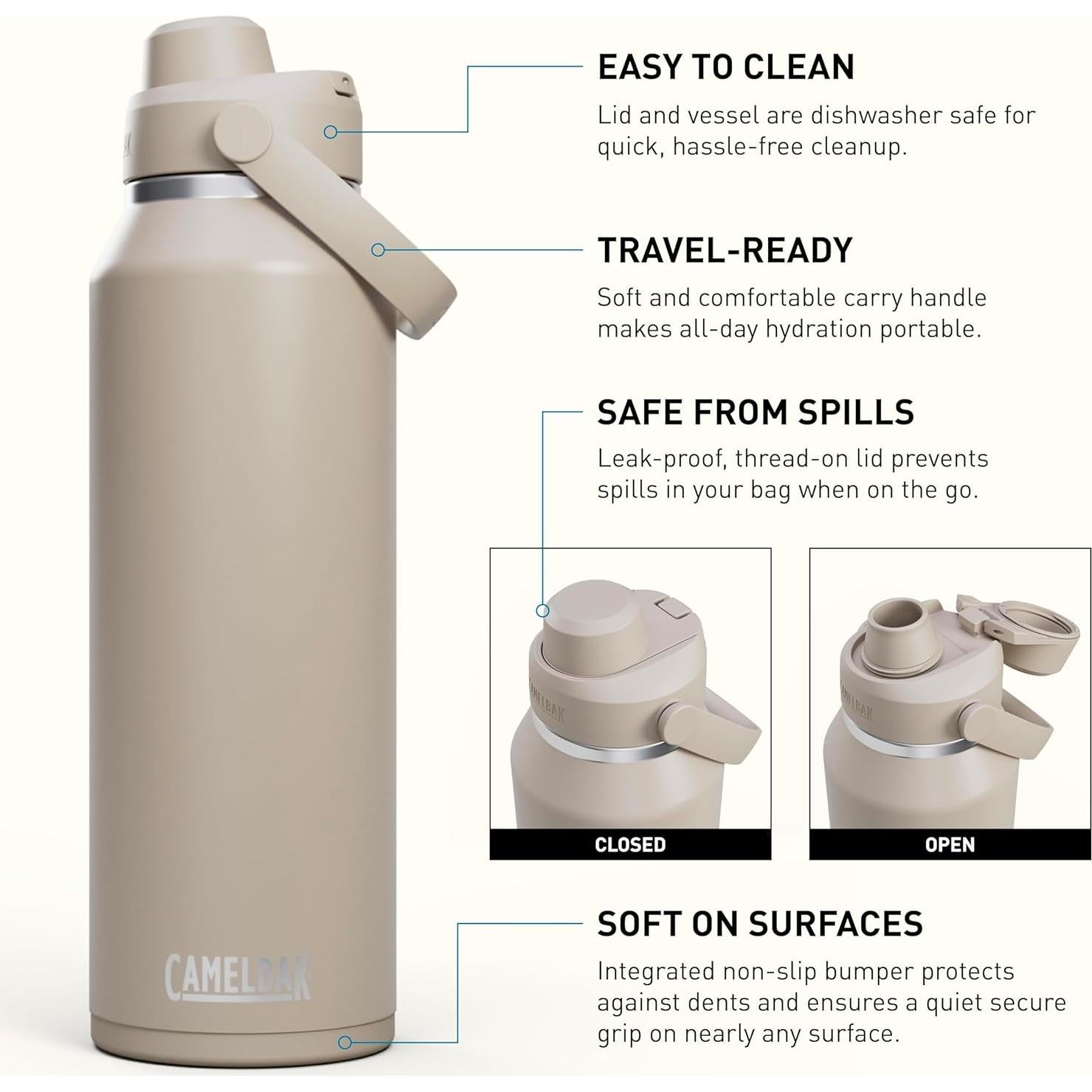 Botella de Agua Aislada CamelBak Thrive Chug 1.18L Piedra