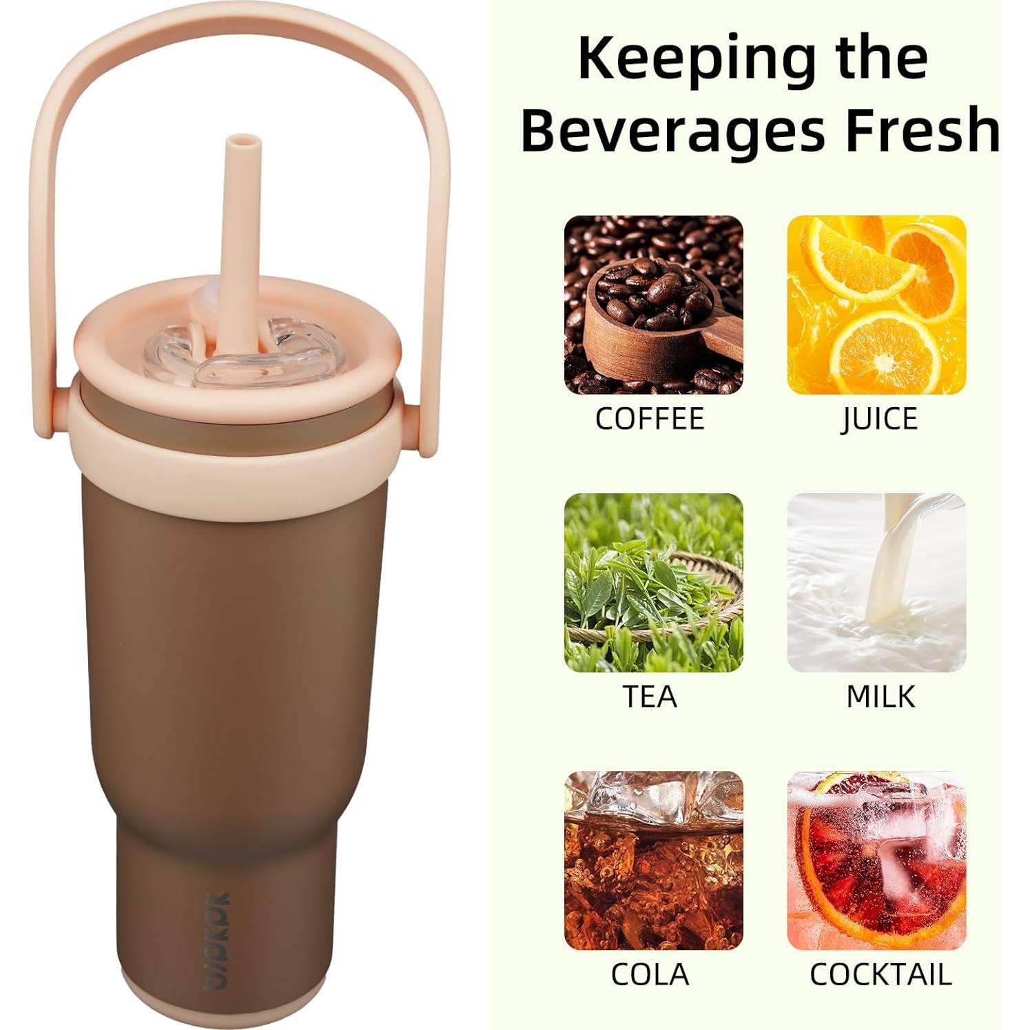 Vaso de Viaje Aislado BJPKPK 30 Oz Acero Inoxidable con Asa