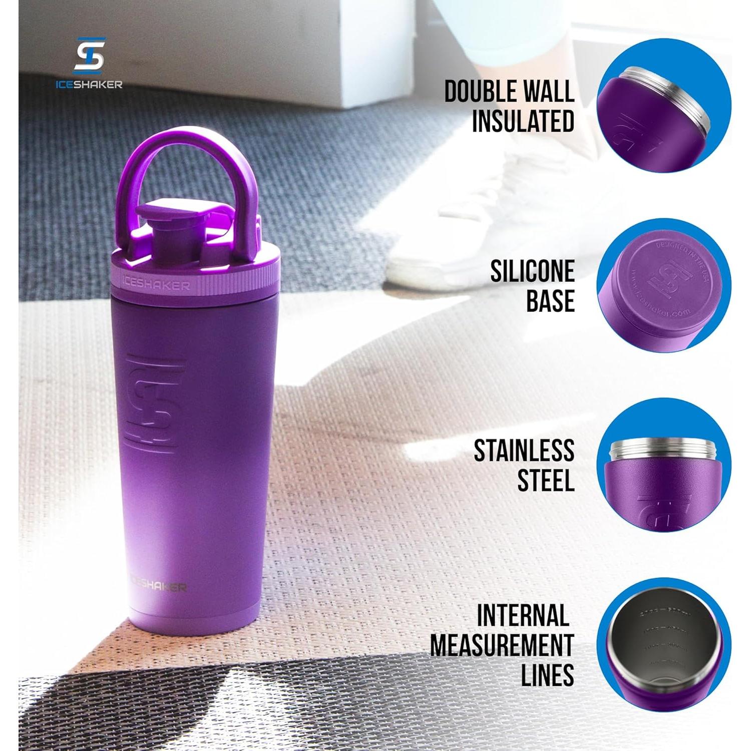 Botella Agitador Acero Inoxidable Ice Shaker 769ml Púrpura