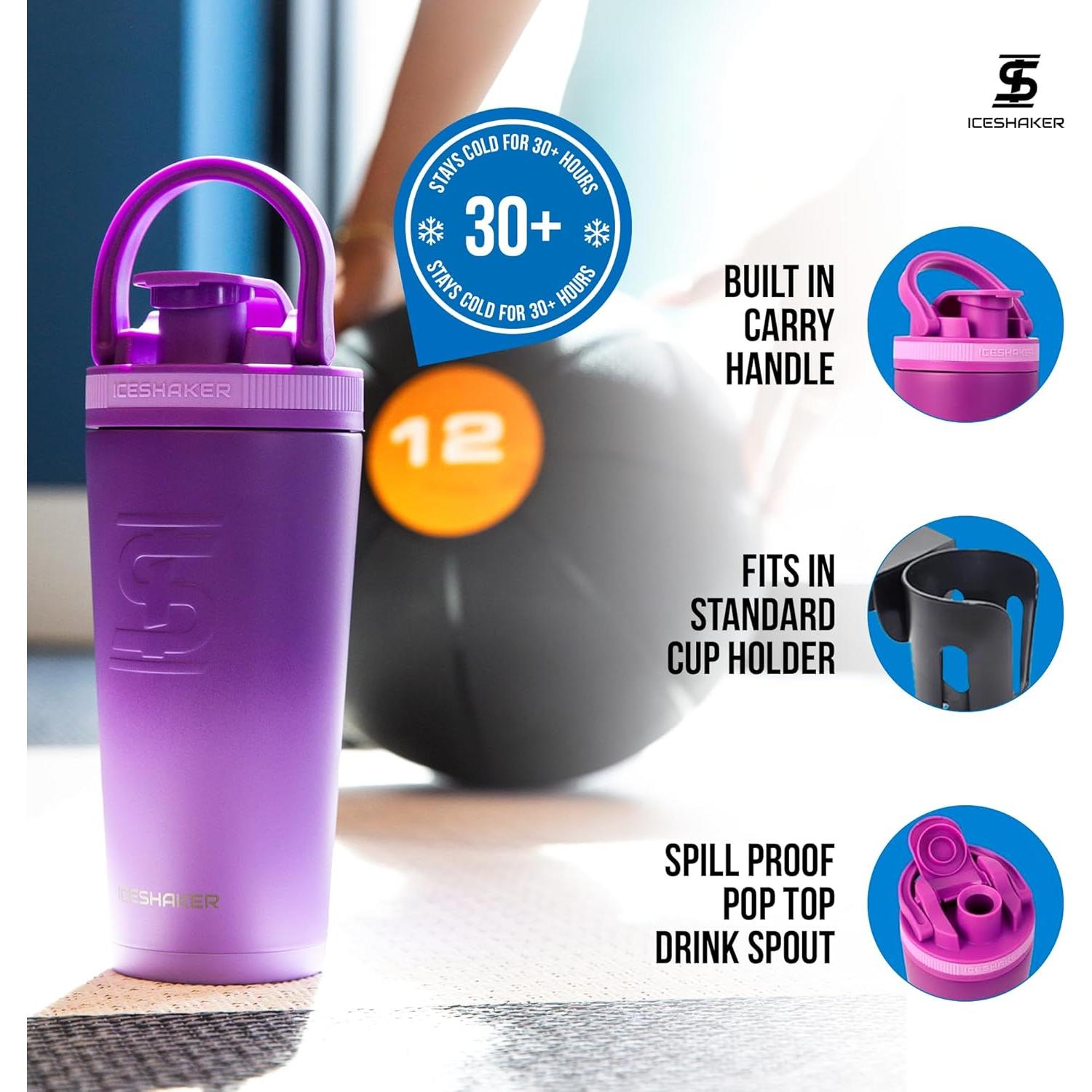 Botella Agitador Acero Inoxidable Ice Shaker 769ml Púrpura