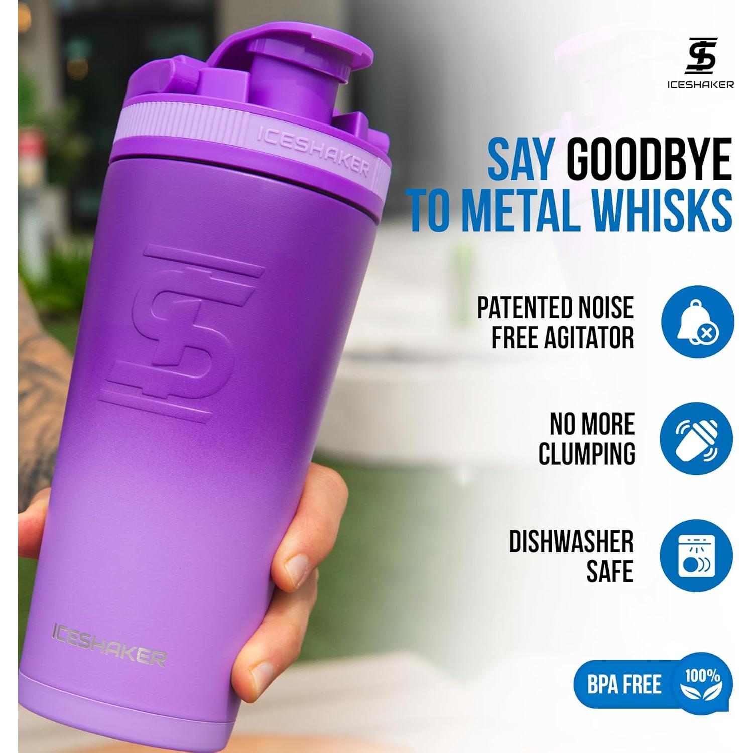 Botella Agitador Acero Inoxidable Ice Shaker 769ml Púrpura