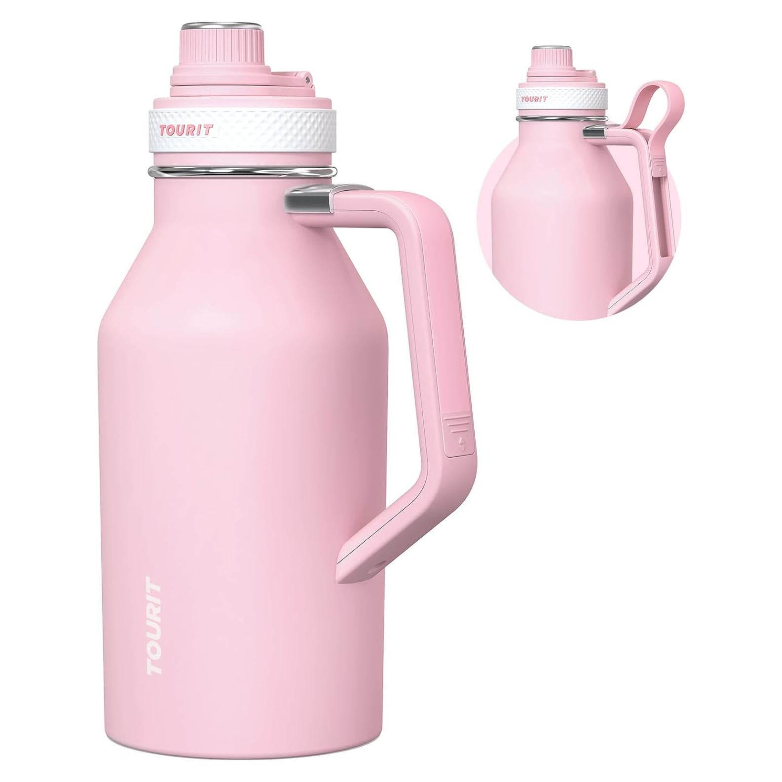 Botella de Agua Aislada TOURIT 64oz Acero Inoxidable Y-Rosa