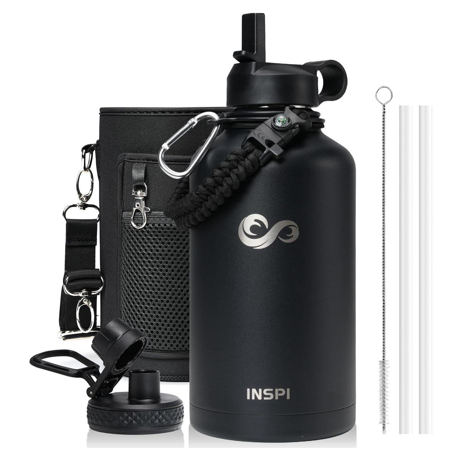 Botella de Agua Aislada INSPI 1.89L con Pajilla y 2 Tapas