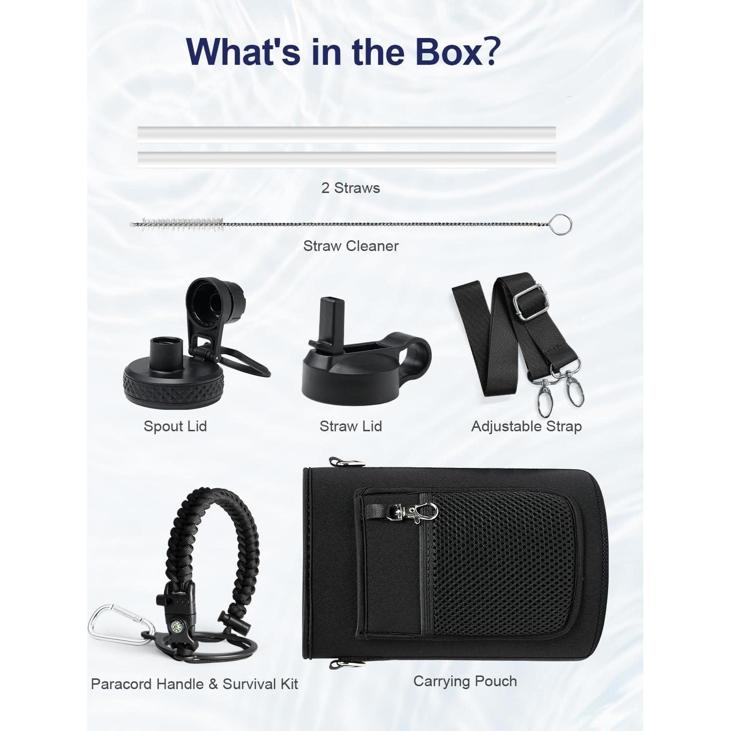 Botella de Agua Aislada INSPI 1.89L con Pajilla y 2 Tapas