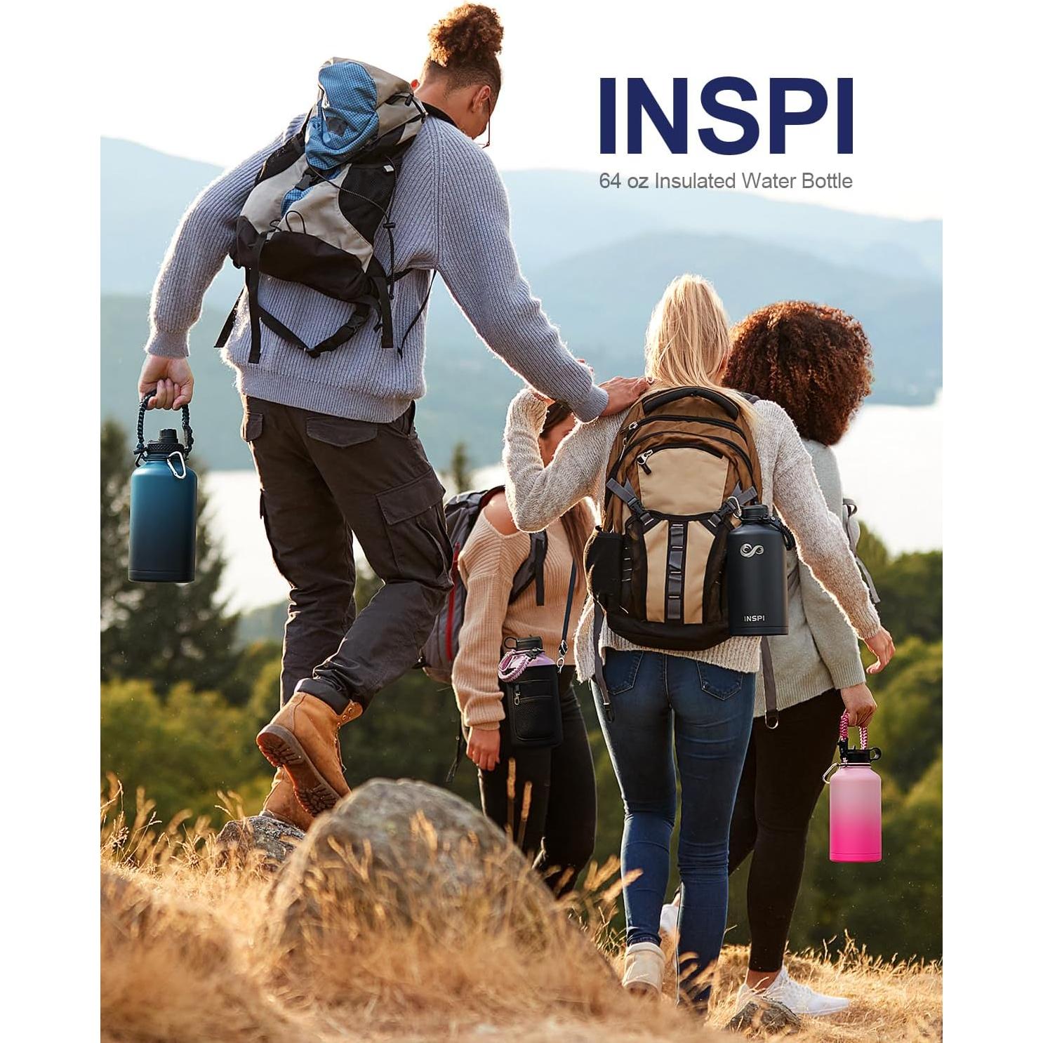 Botella de Agua Aislada INSPI 1.89L con Pajilla y 2 Tapas