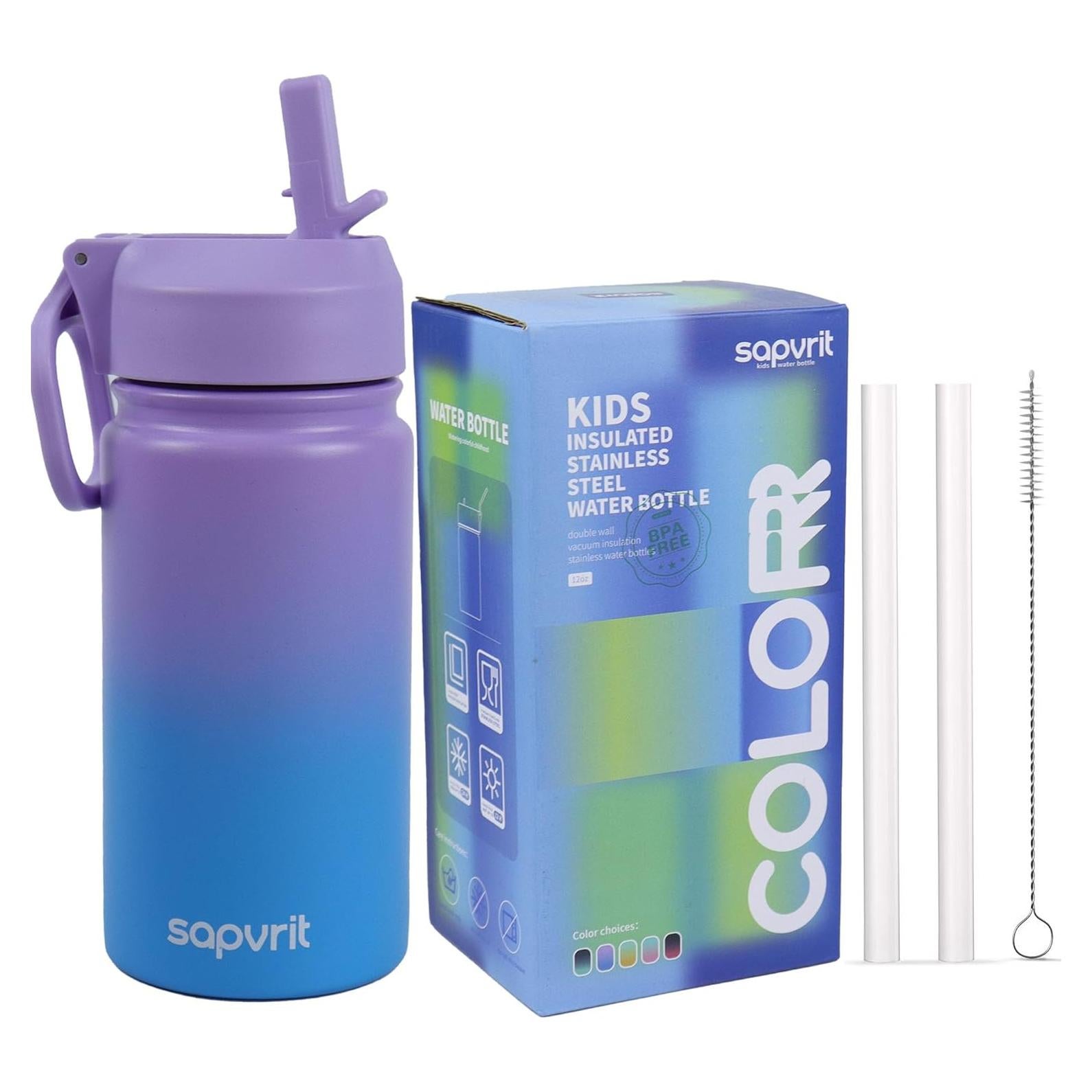 Botella de Agua Aislada SAPVRIT 12oz Acero Inoxidable Azul