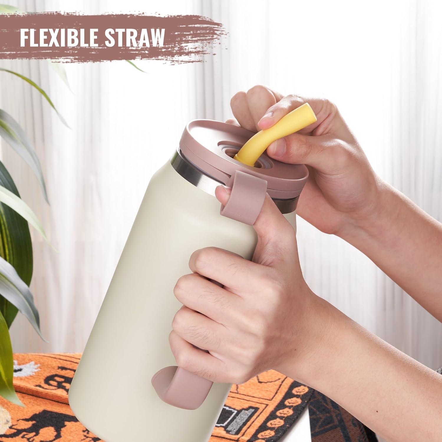 Botella de Agua 1.5L Fijinhom Acero Inoxidable Aislada Caqui