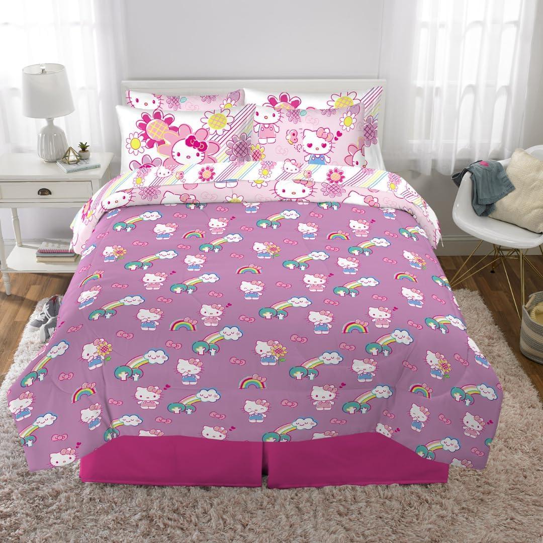 Juego de Ropa de Cama Hello Kitty Franco 7 Piezas Queen