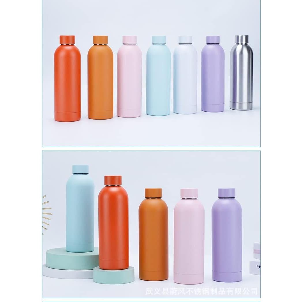 Botella de Agua Deportiva FAMKX 500ml Acero Inoxidable Gris