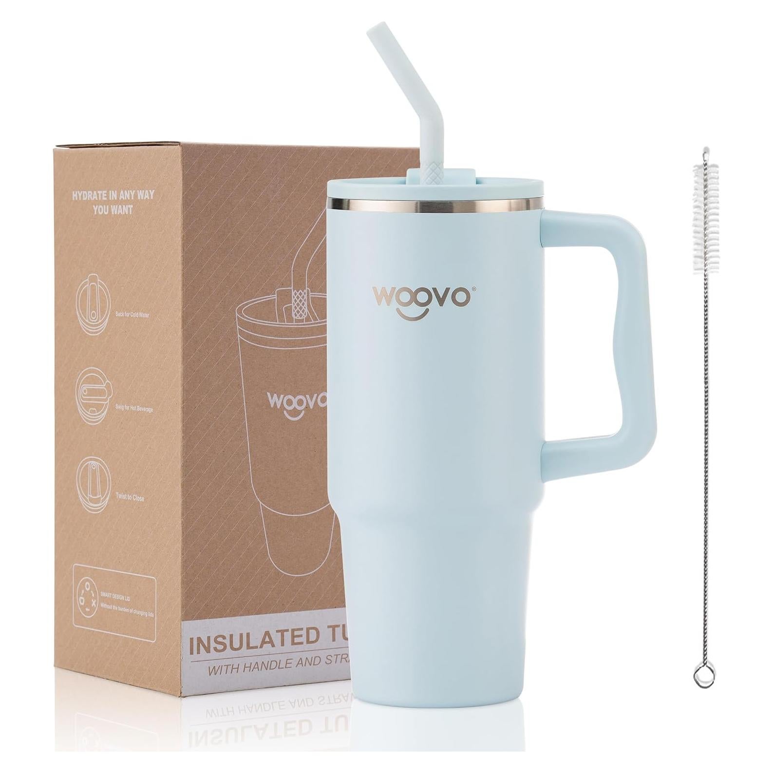 Taza de Agua Aislada WOOVO 30 oz Acero Inoxidable Azul Bebé