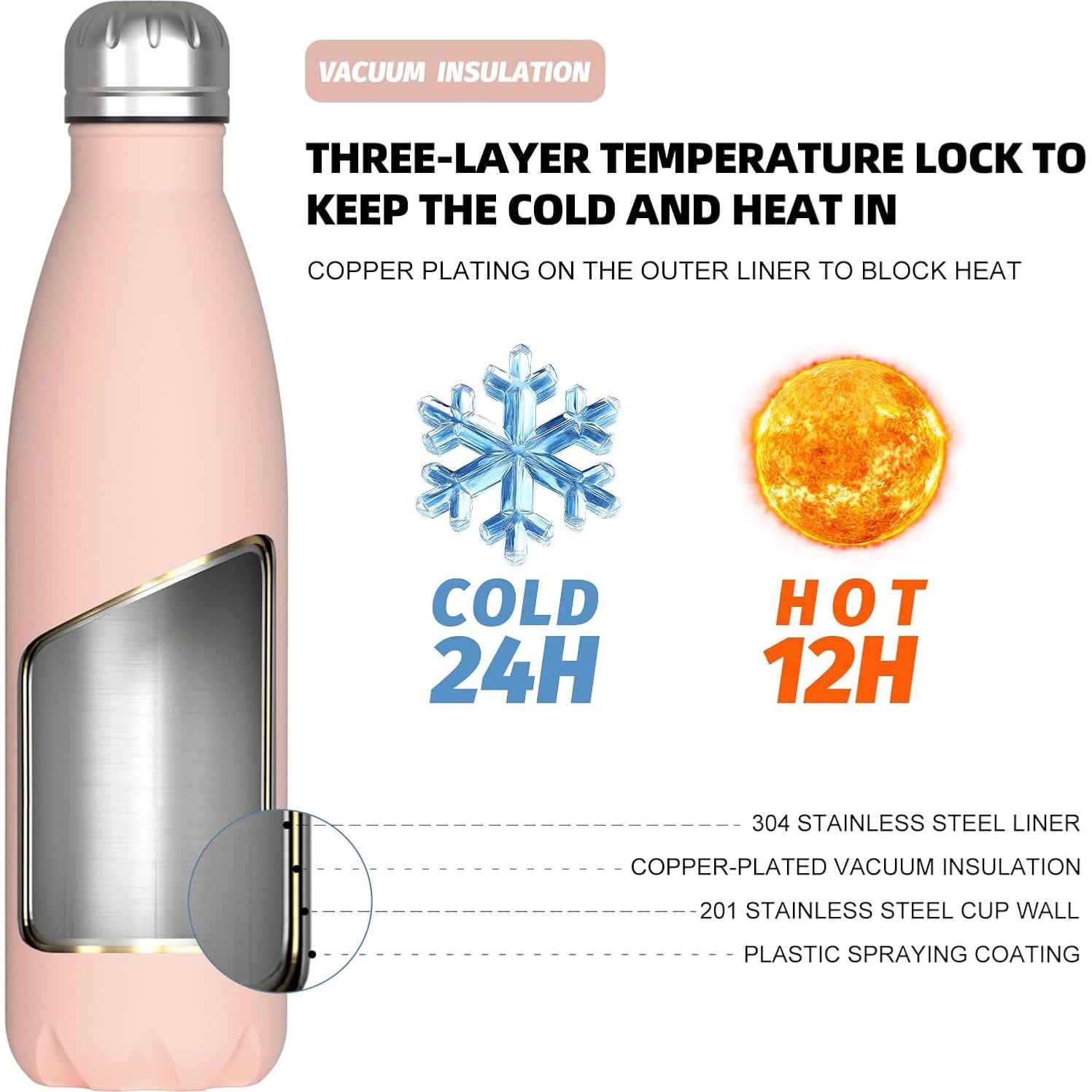 Botella de Agua Aislada WATERSY 500ml Acero Inoxidable Nectarina