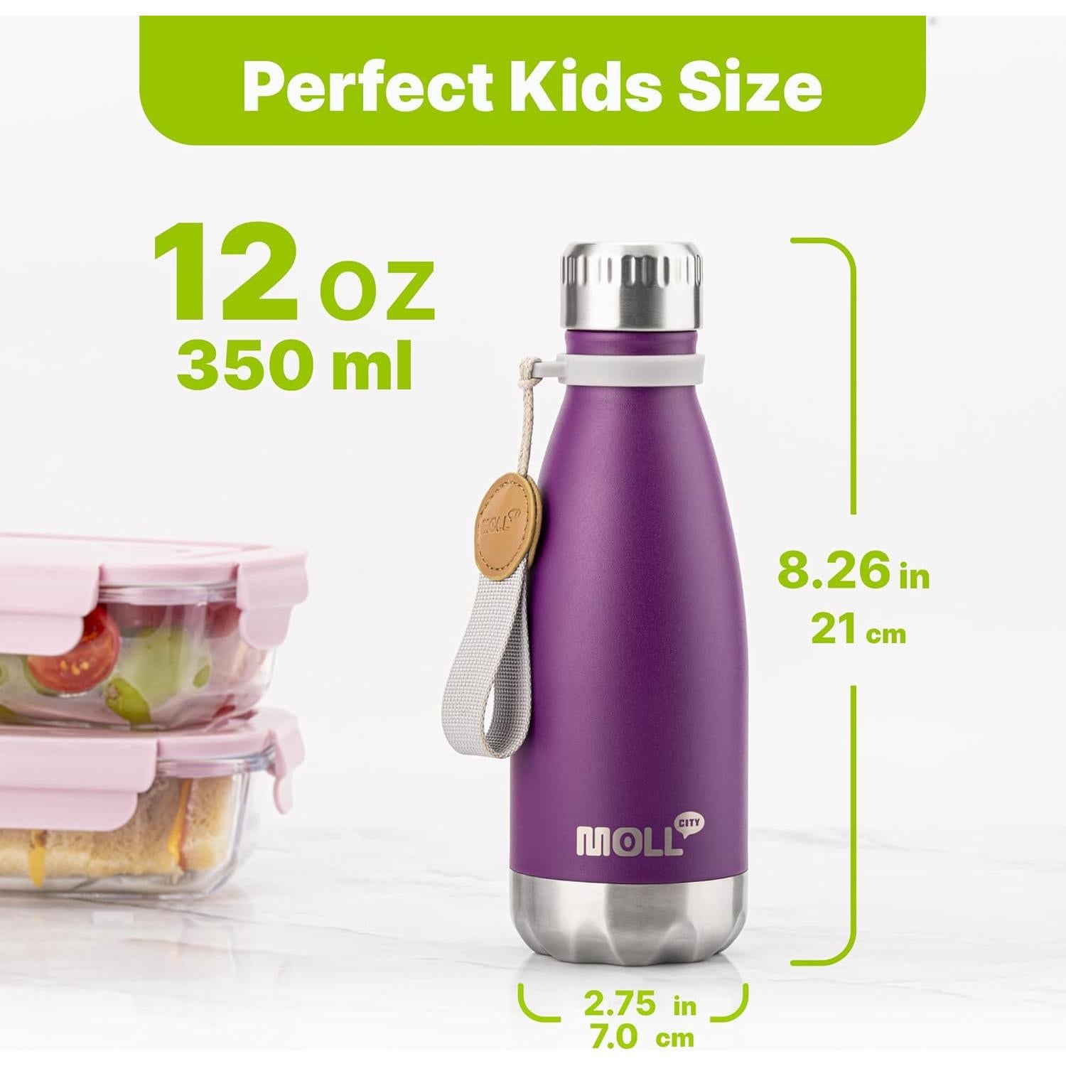 Botella de Agua Reutilizable Mollcity 355 ml Aislada Púrpura