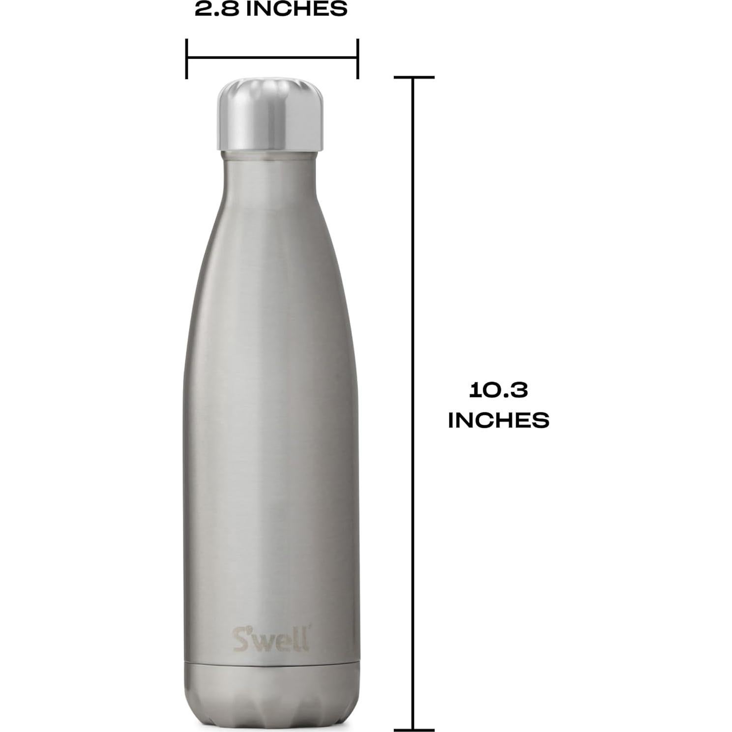 Botella de Agua S'well 500 ml Acero Inoxidable Plata Aislada