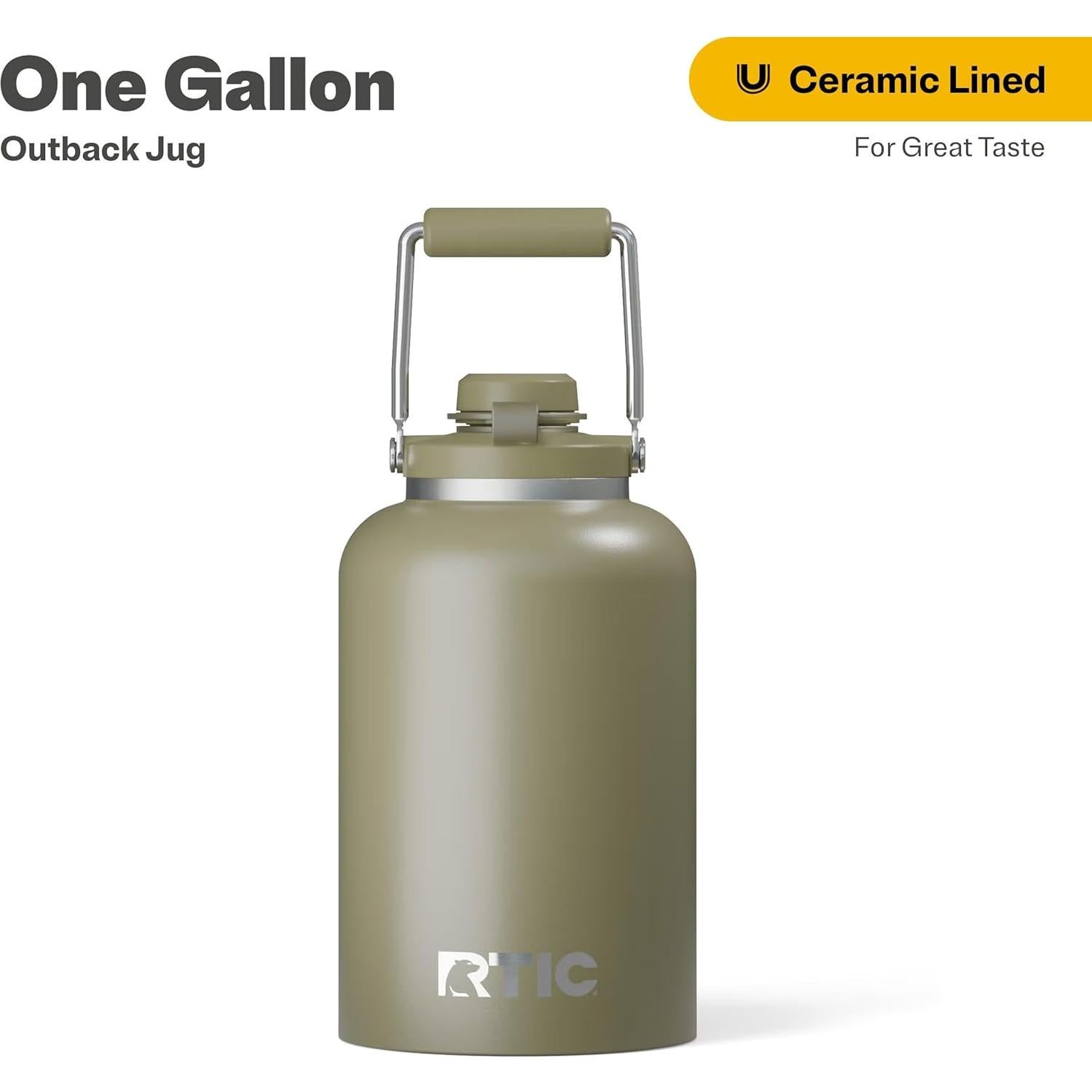 Jarra Outback RTIC 1 Galón Acero Inoxidable Aislada Oliva