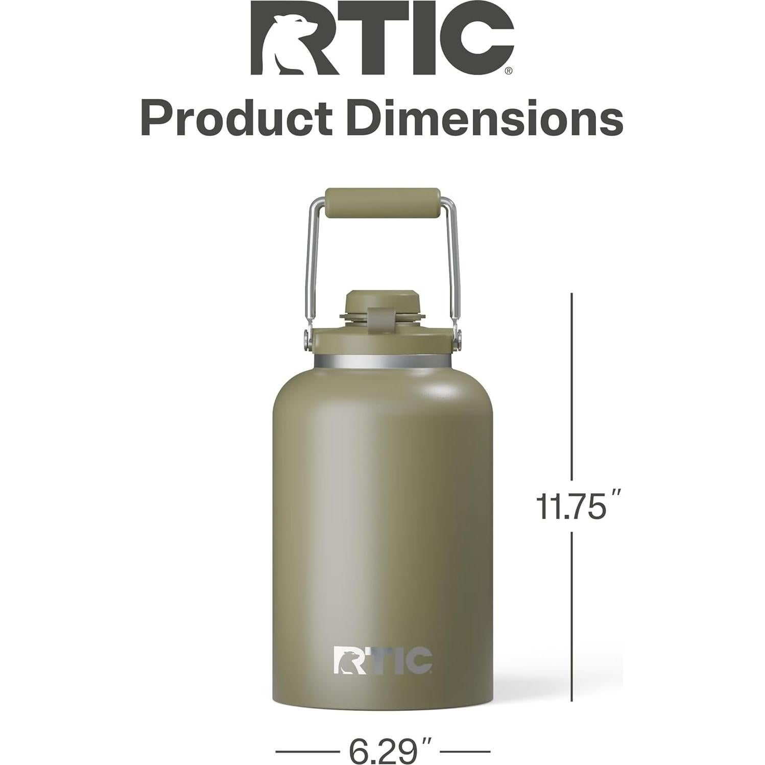 Jarra Outback RTIC 1 Galón Acero Inoxidable Aislada Oliva