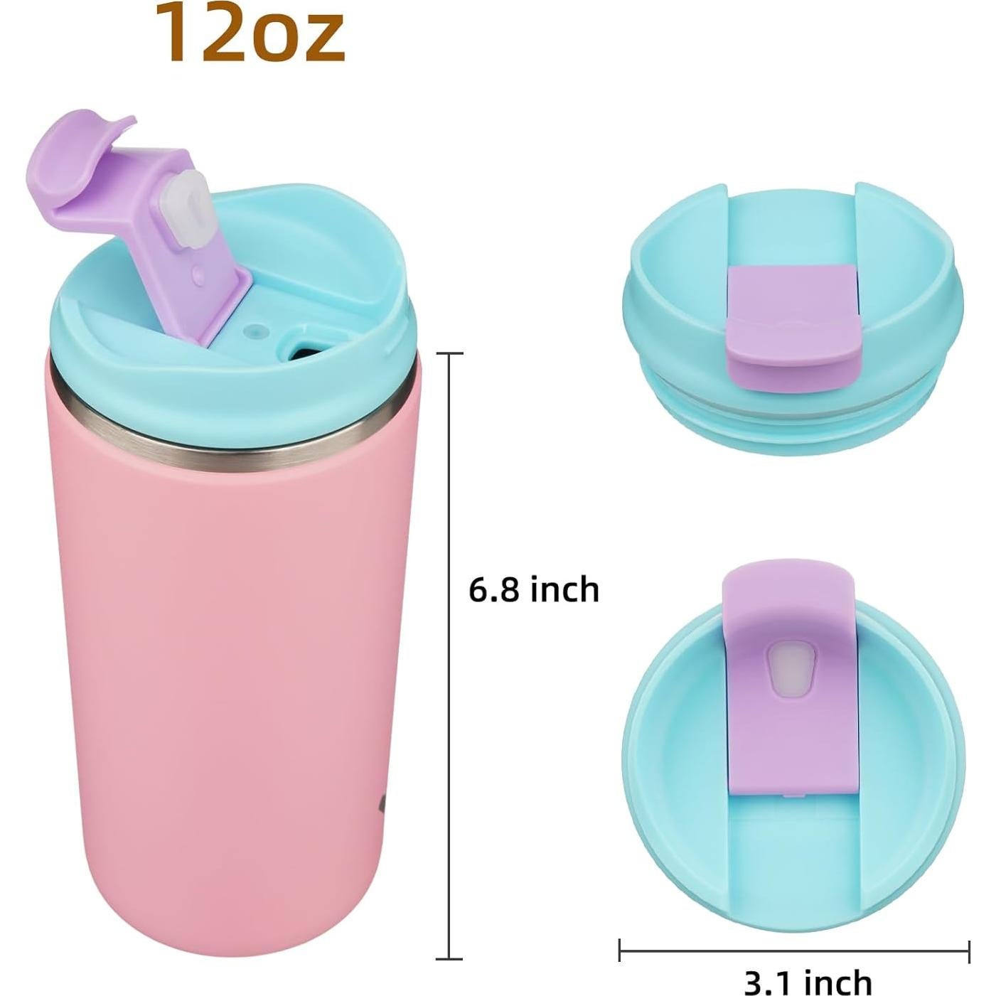 Taza de café de viaje Konokyo 12 oz Acero inoxidable Rosa