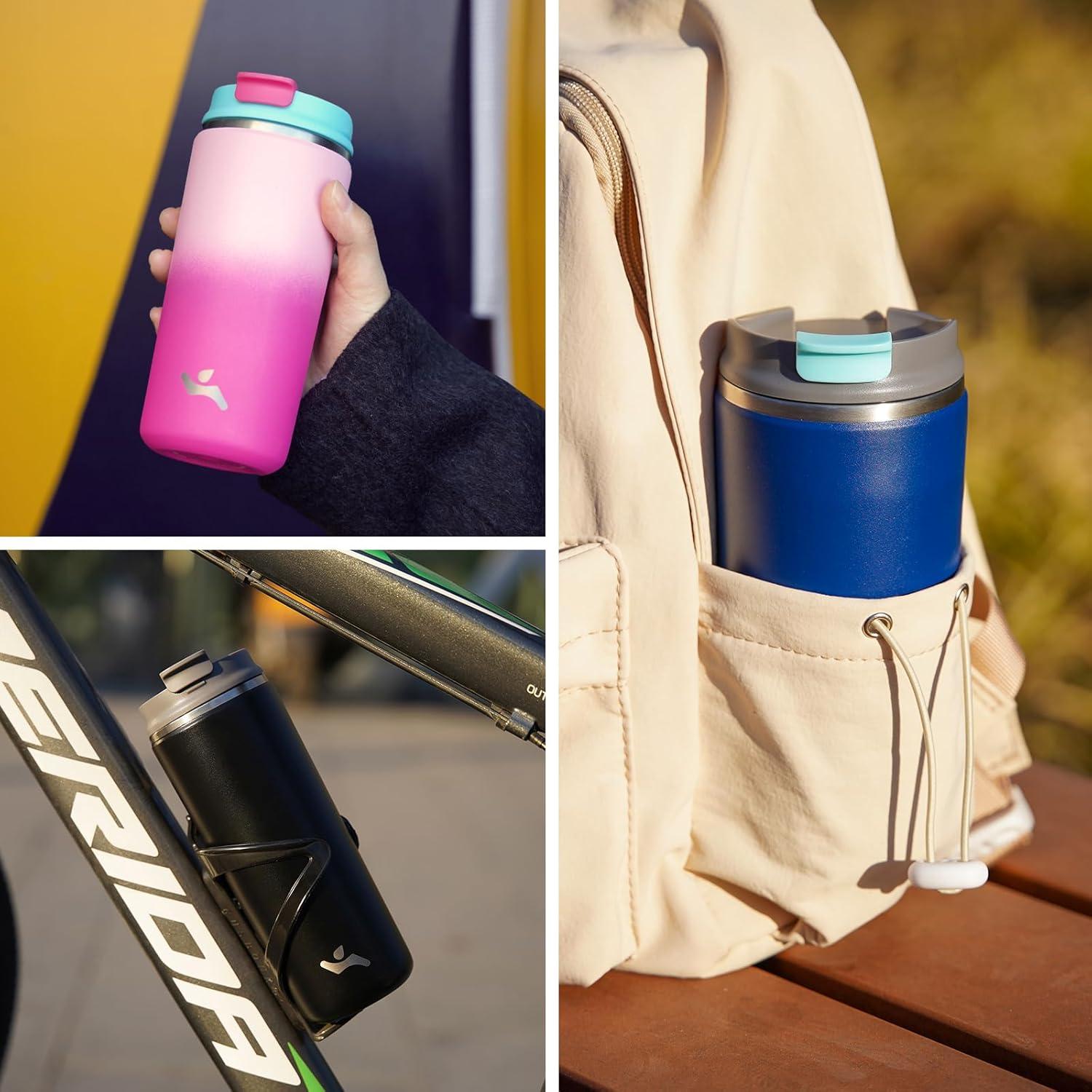 Taza de café de viaje Konokyo 12 oz Acero inoxidable Rosa