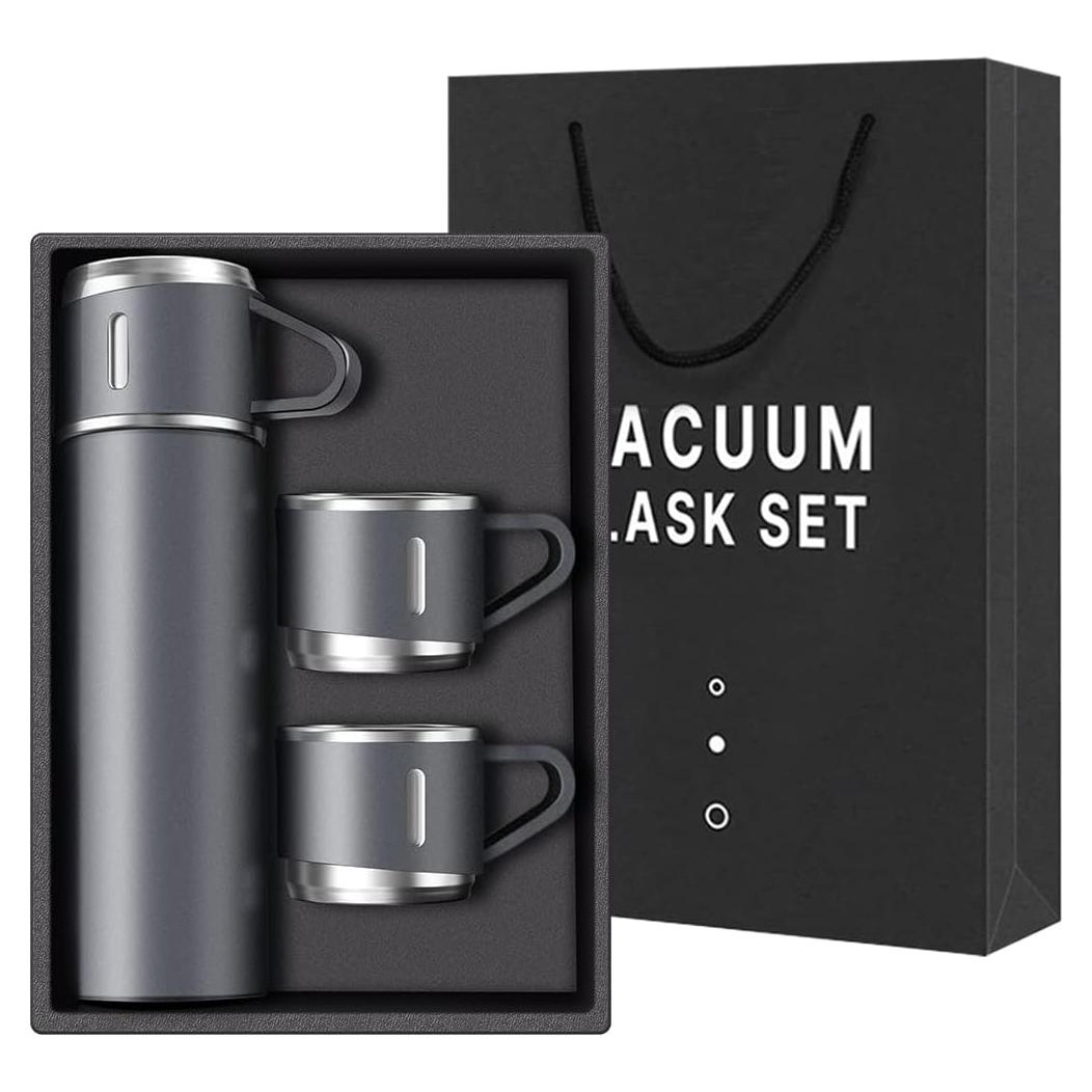 Botella Térmica ZMHQLPDZ 500ml Acero Inoxidable Gris con Taza