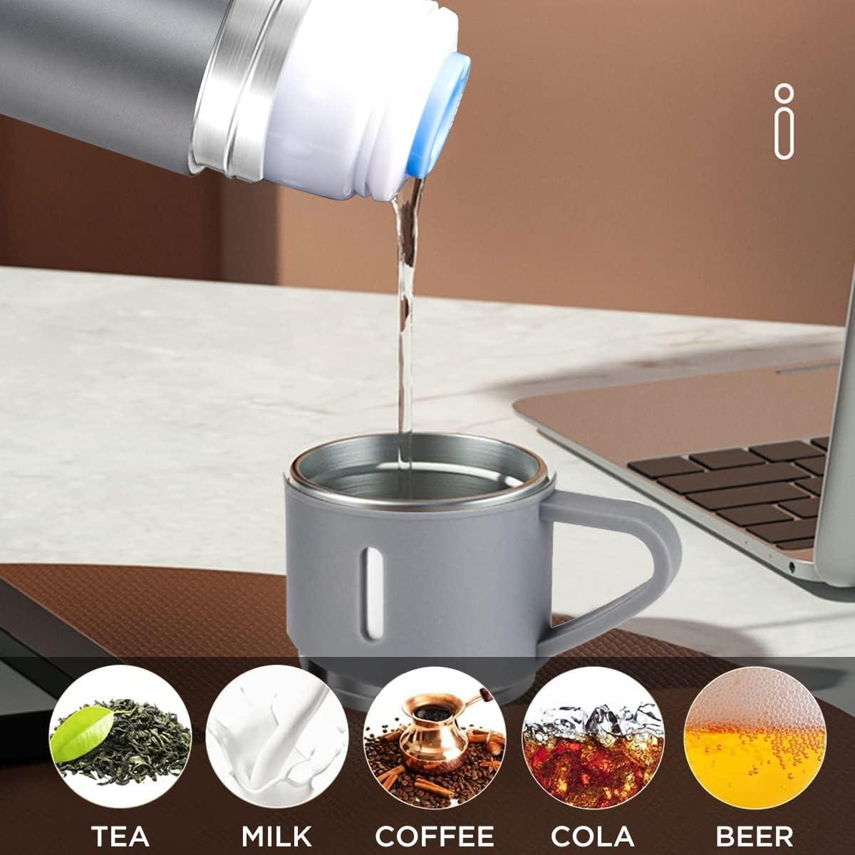 Botella Térmica ZMHQLPDZ 500ml Acero Inoxidable Gris con Taza