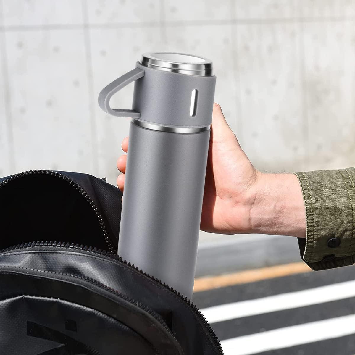 Botella Térmica ZMHQLPDZ 500ml Acero Inoxidable Gris con Taza