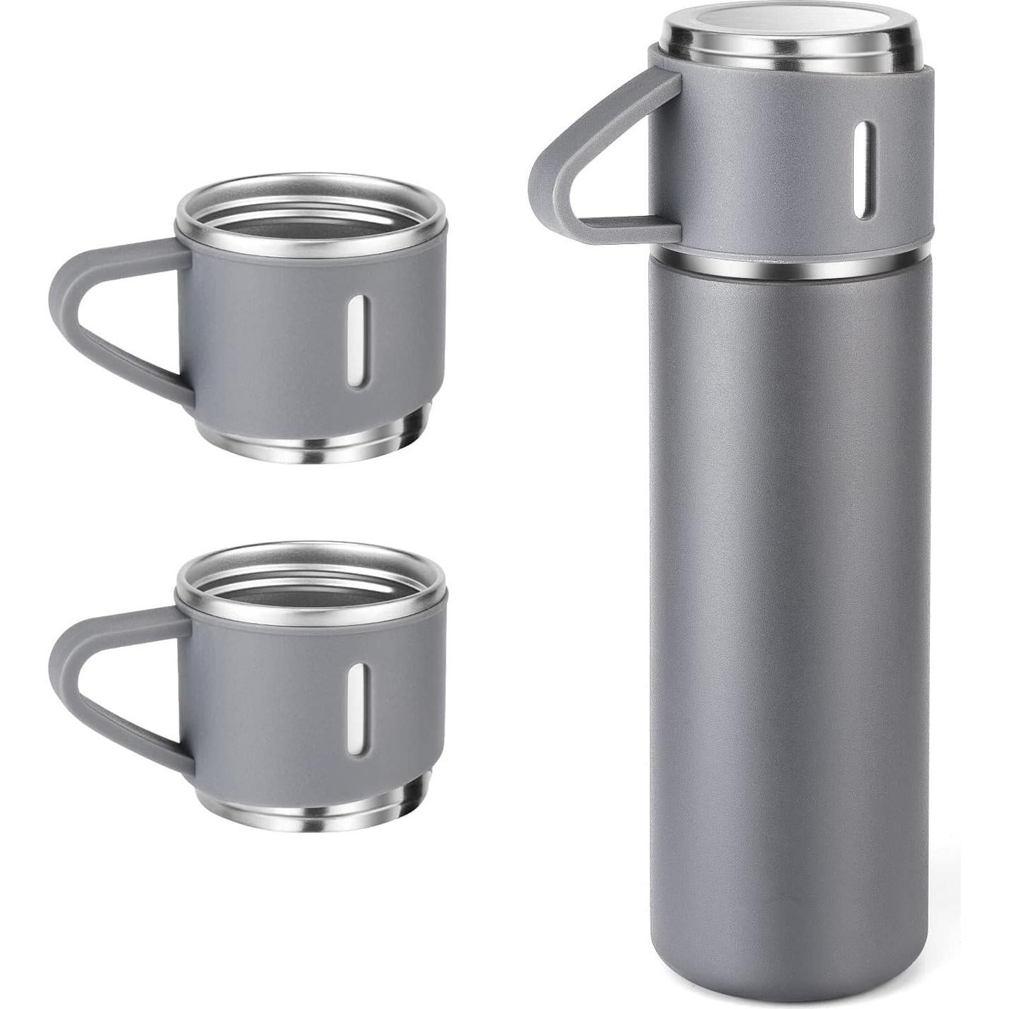 Botella Térmica ZMHQLPDZ 500ml Acero Inoxidable Gris con Taza