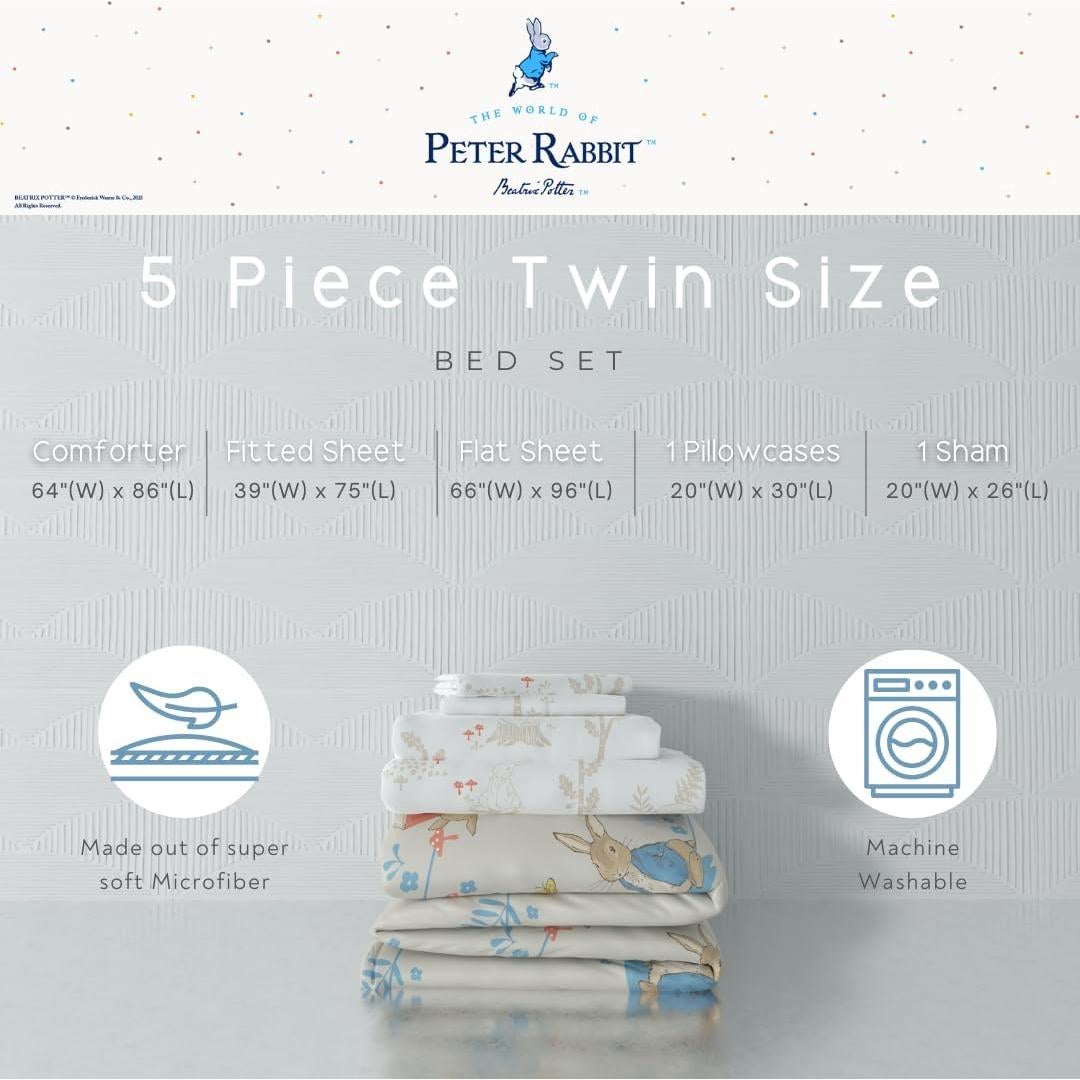 Juego de Cama Franco Peter Rabbit 5 Piezas Individual