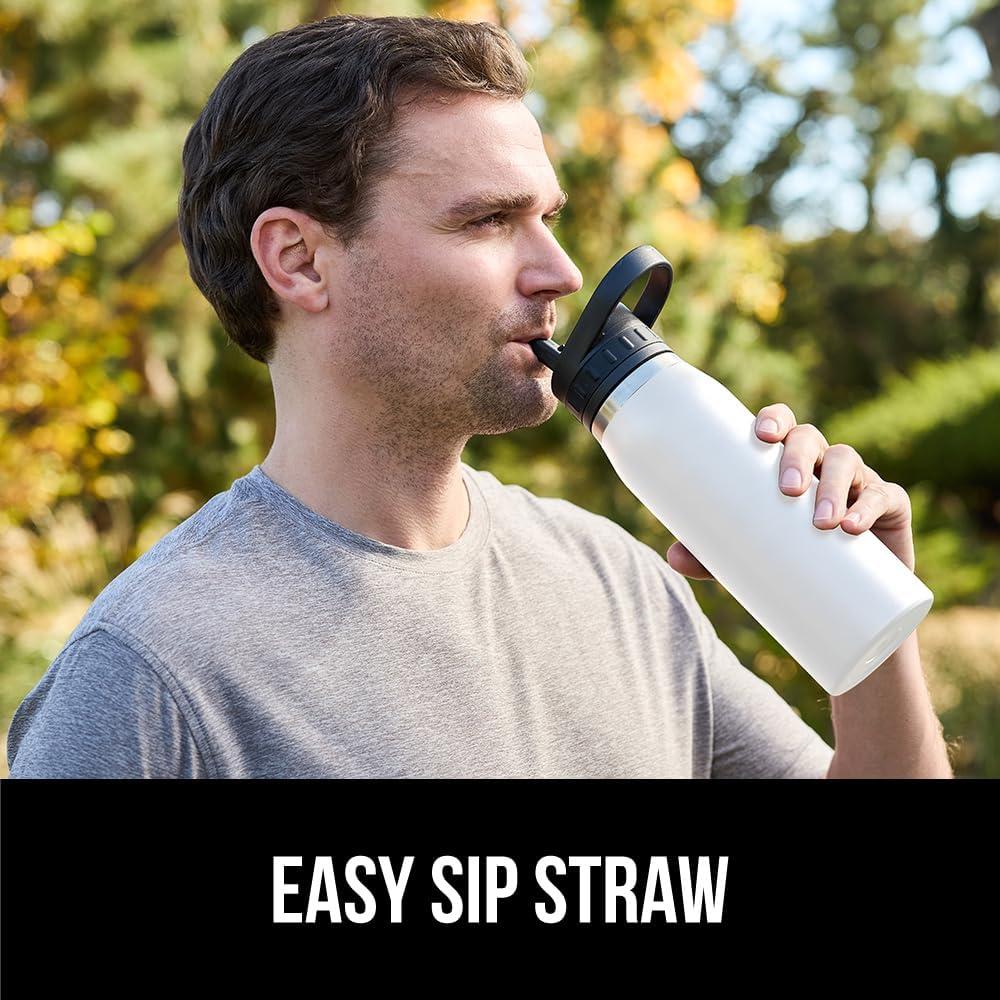 Botella de Agua Aislada Gorilla Grip 32 oz Blanca Acero Inoxidable