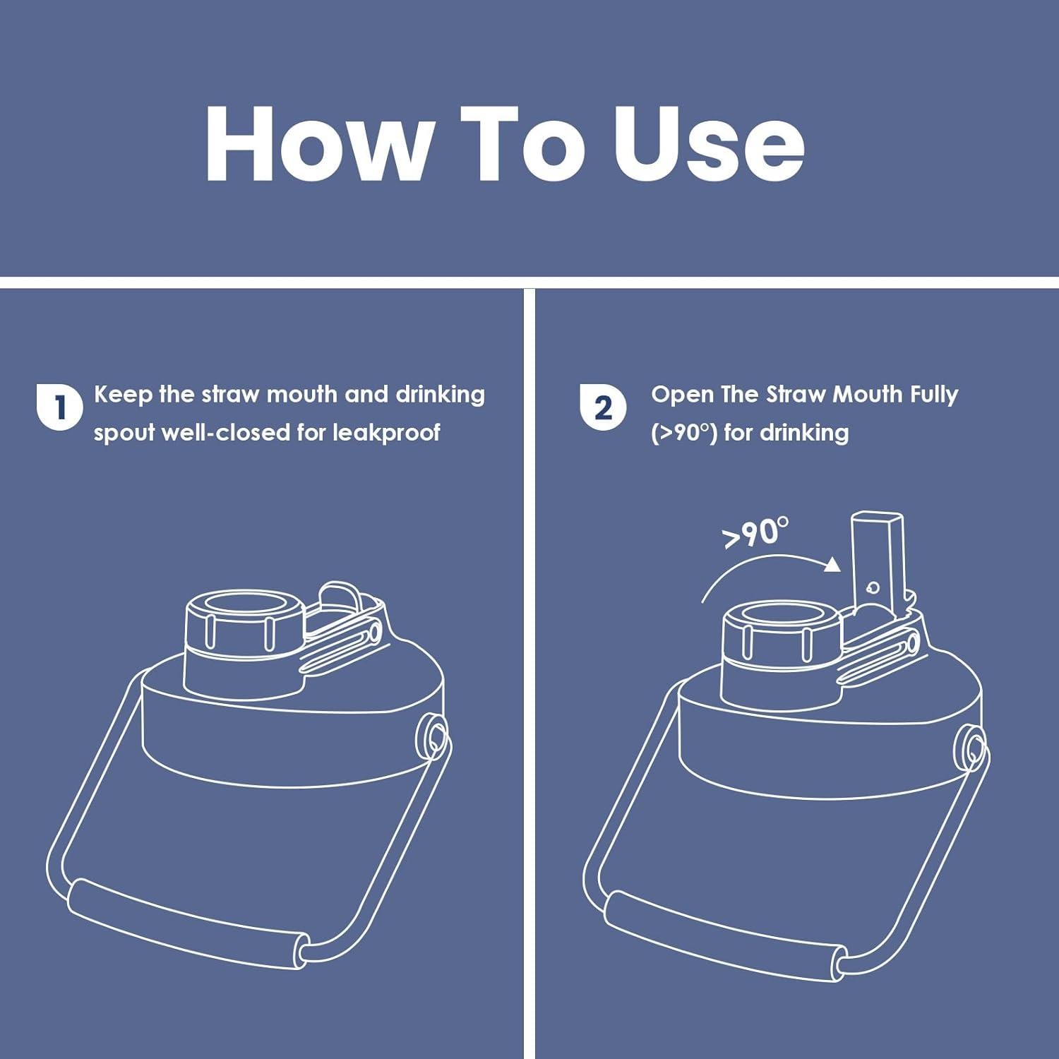 Botella de Agua Aislada 1L BOTELLA BOTELLA Azul con Pajilla