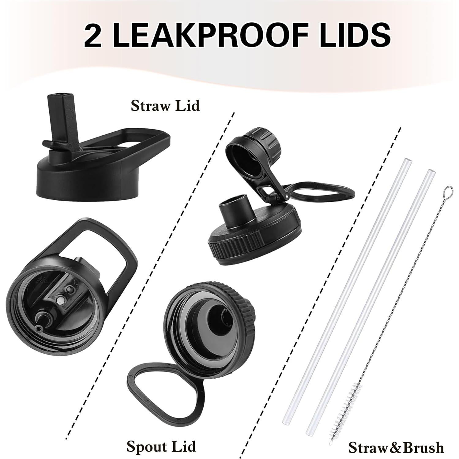 Botella de Agua Aislada Aiivow 946ml con Pajilla y Tapa