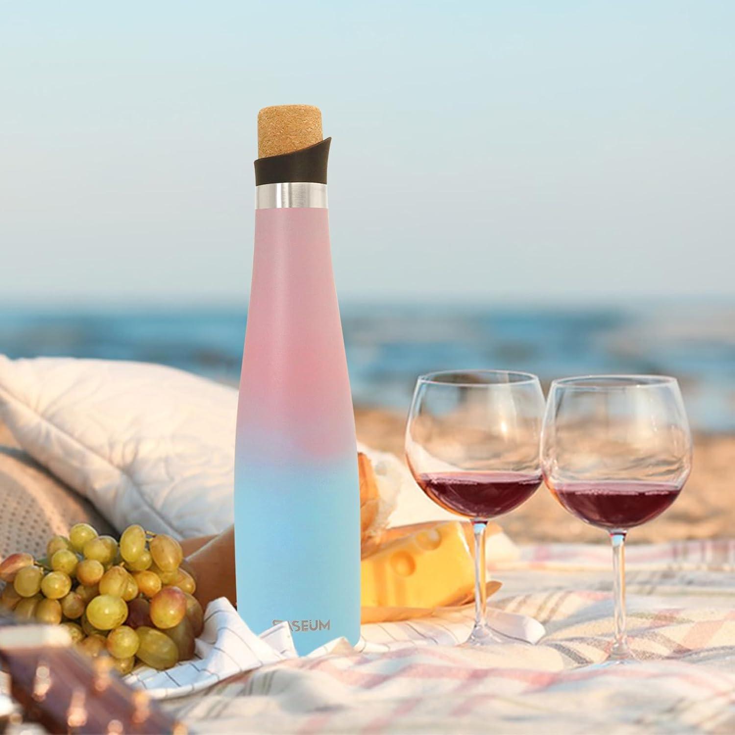 Botella de Agua SASEUM 32 oz Acero Inoxidable Aislada Rosa y Azul